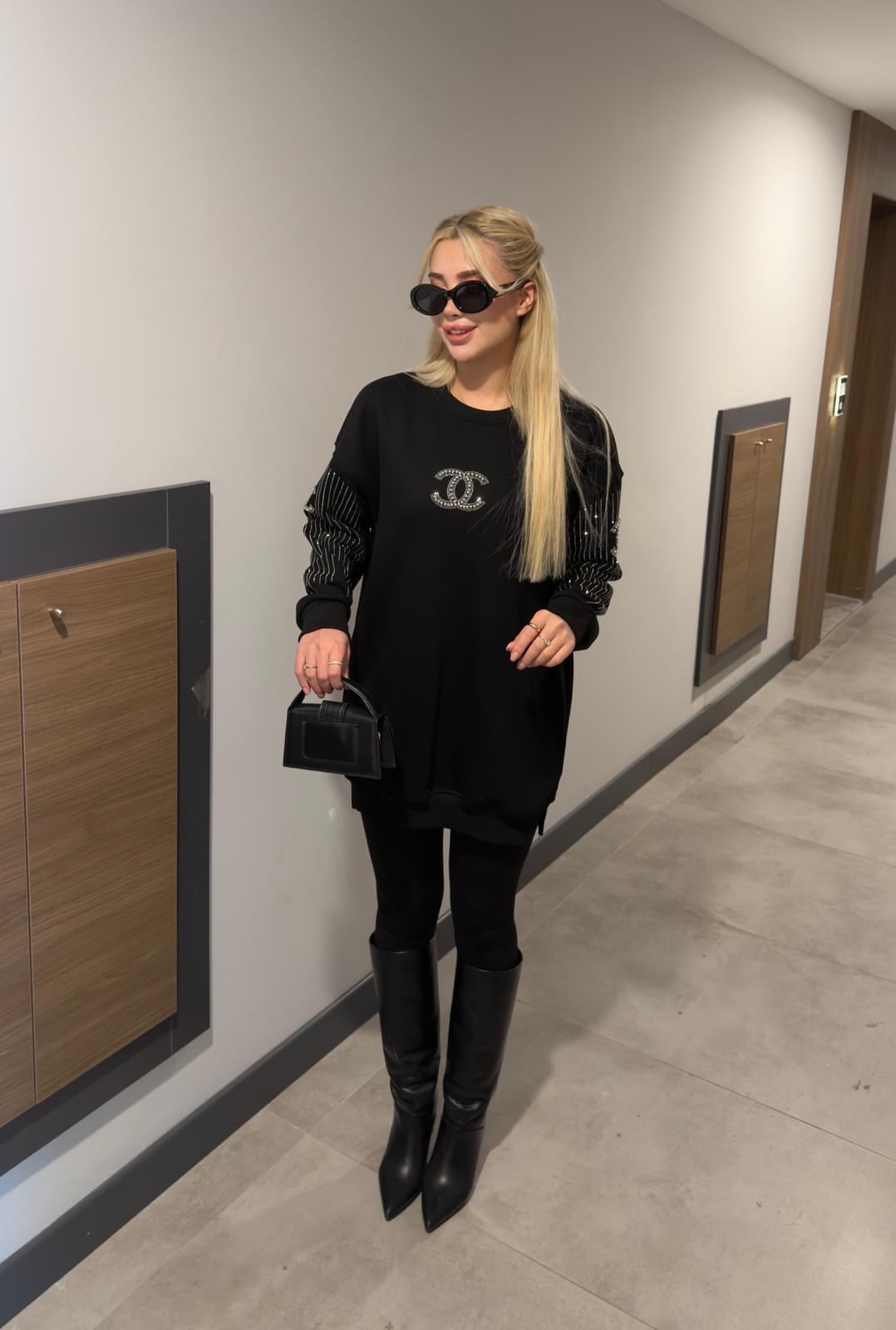 CH TAŞLI SWEAT SİYAH