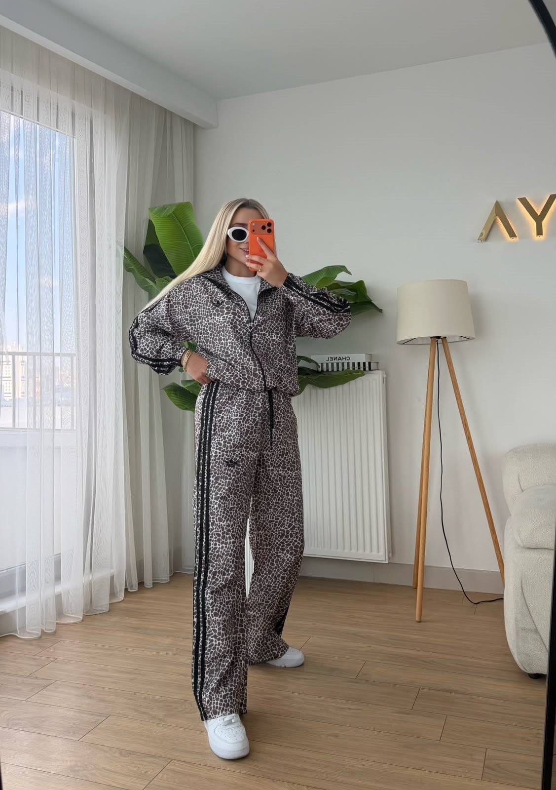 PALAZZO LEOPAR PARAŞÜT TAKIM KAHVERENGİ