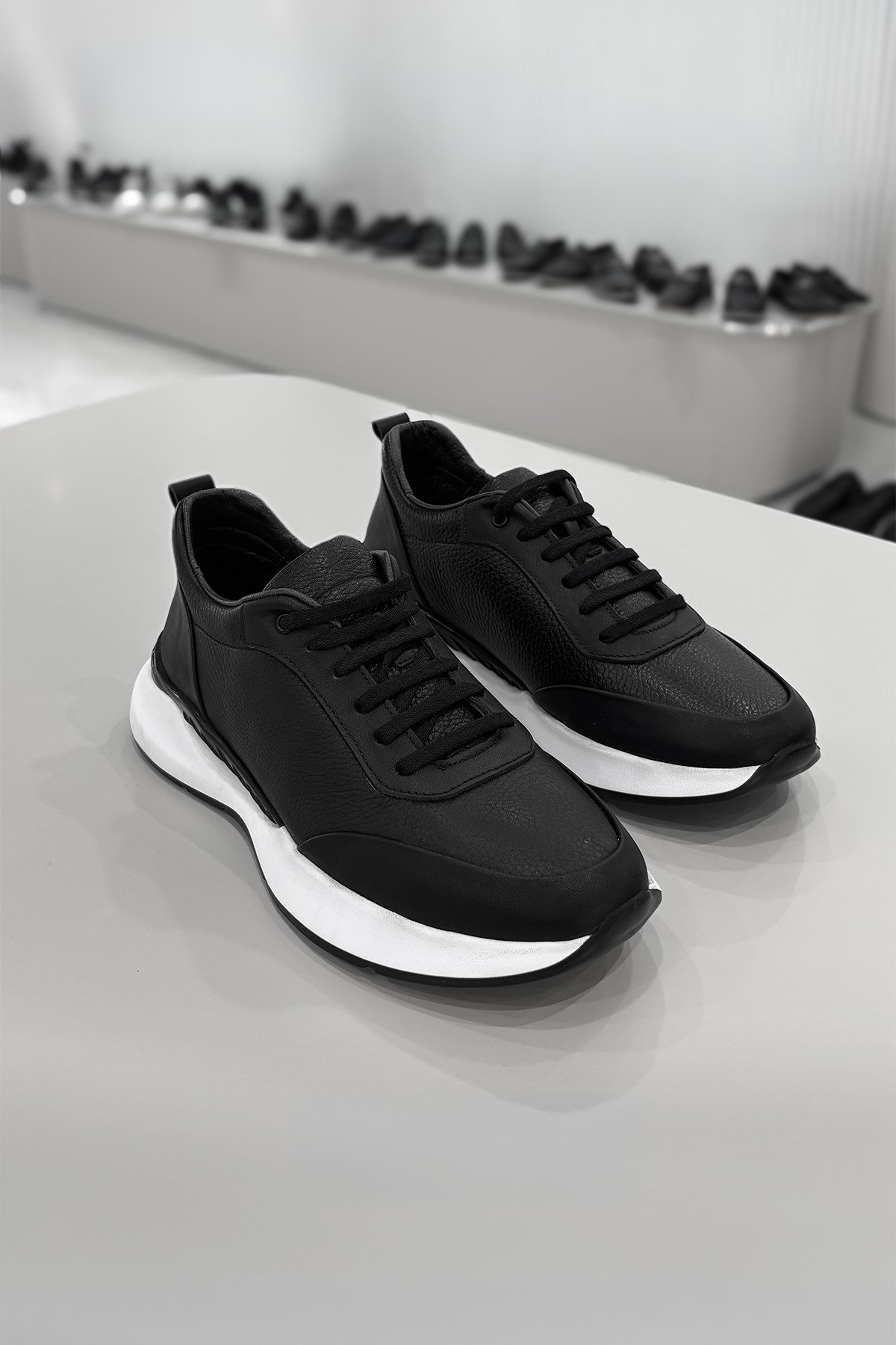 Karaden 1943 Erkek Hakiki Deri Siyah Sneaker & Spor Ayakkabı