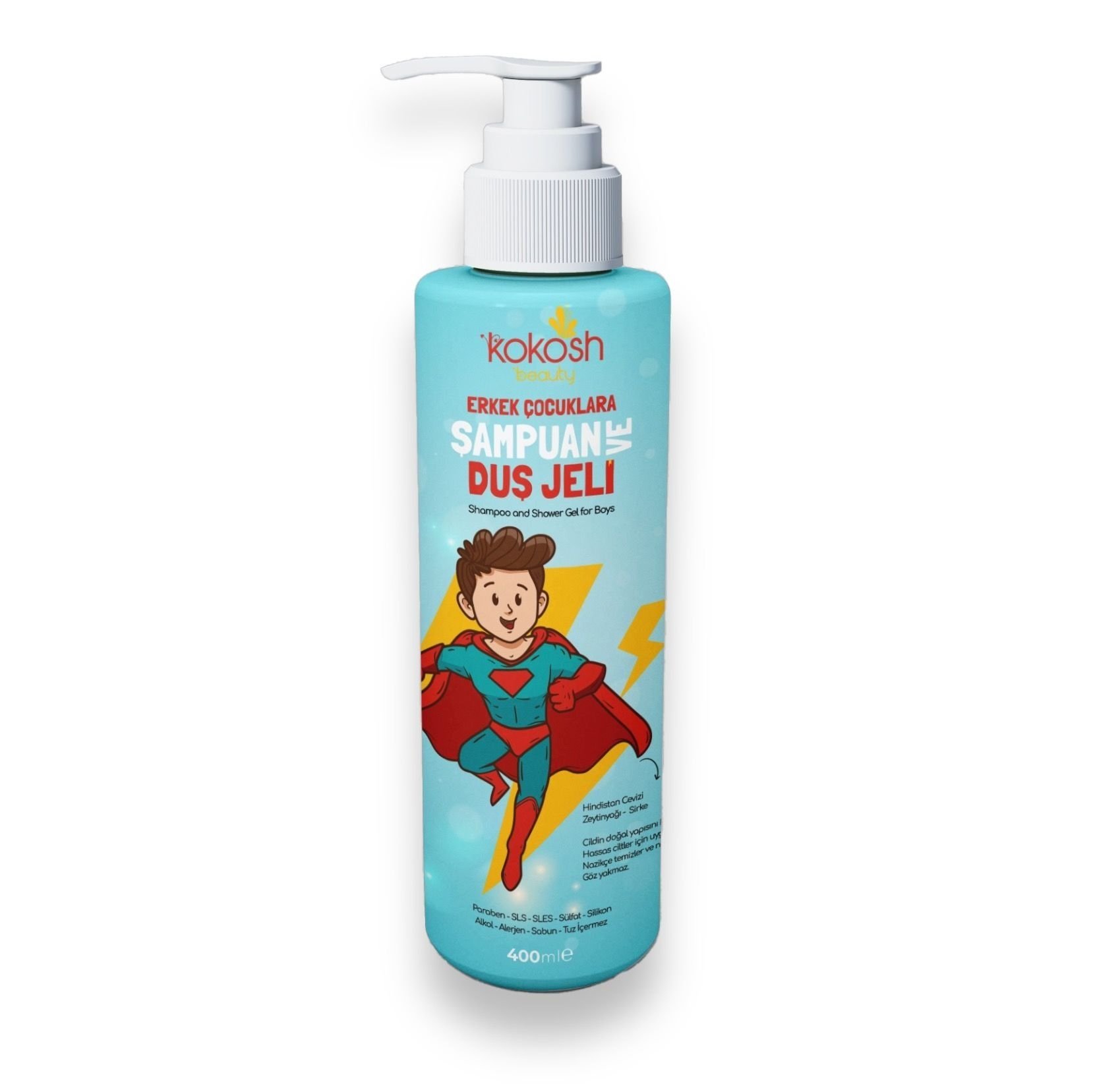Erkek Çocuklar İçin Doğal Şampuan ve Duş Jeli (400 ml)