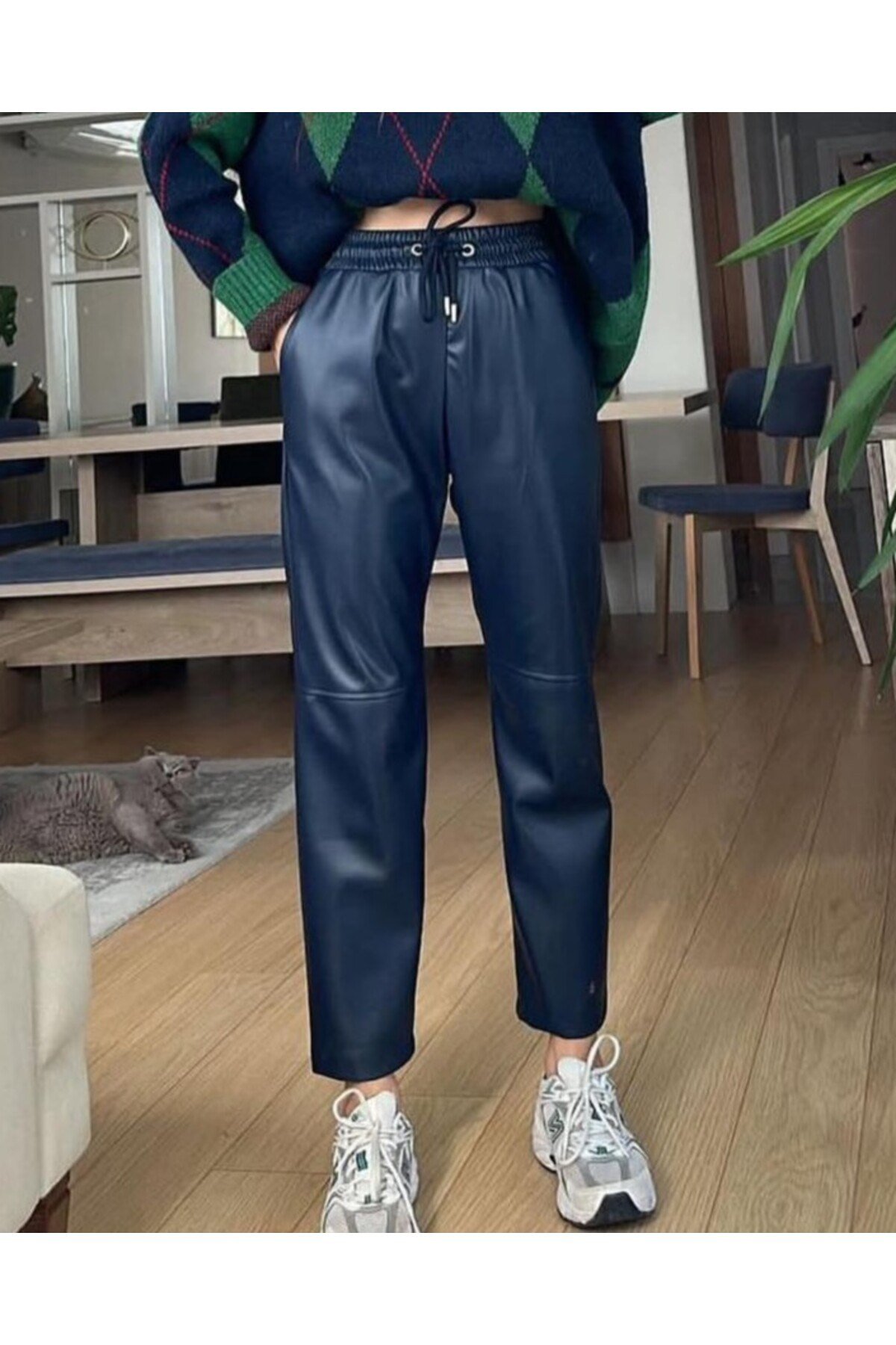 İçi Şardonlu Havuç Pantolon Modeli Suni Deri Pantolon Bilek Boy