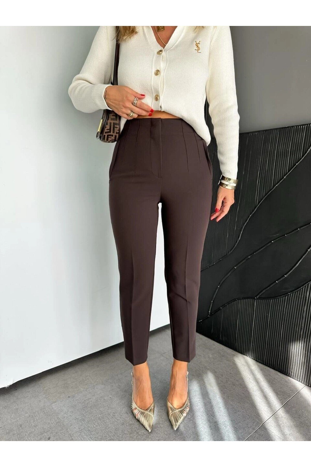 ZR Model Orijinal Marka Fileto Detaylı Kumaş Pantolon Dar Paça Pantolon
