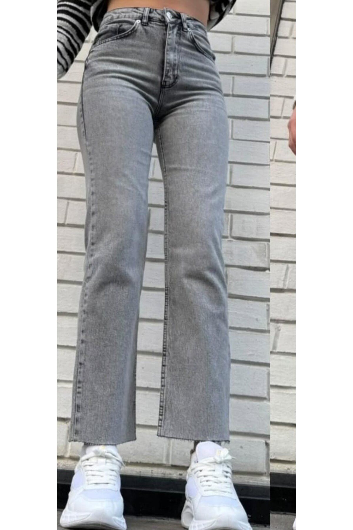 ZR Model Paçası Kesik Palazzo Kot Pantolon Geniş Paça Kot Pantolon