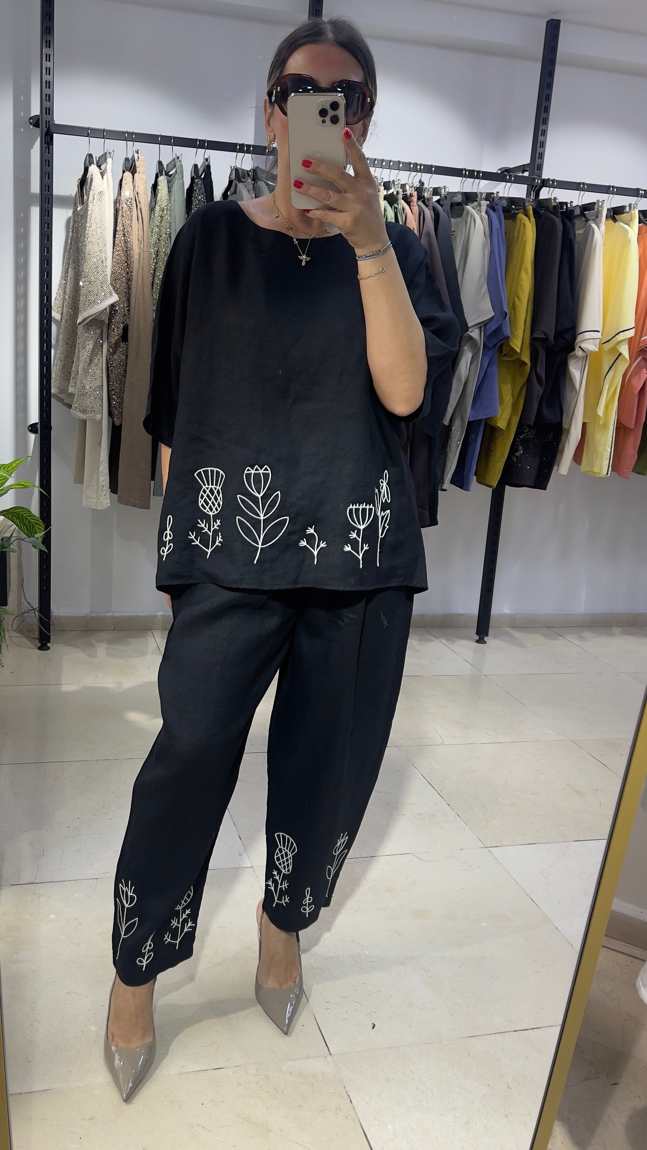 Botanica Keten Nakışlı Takım
