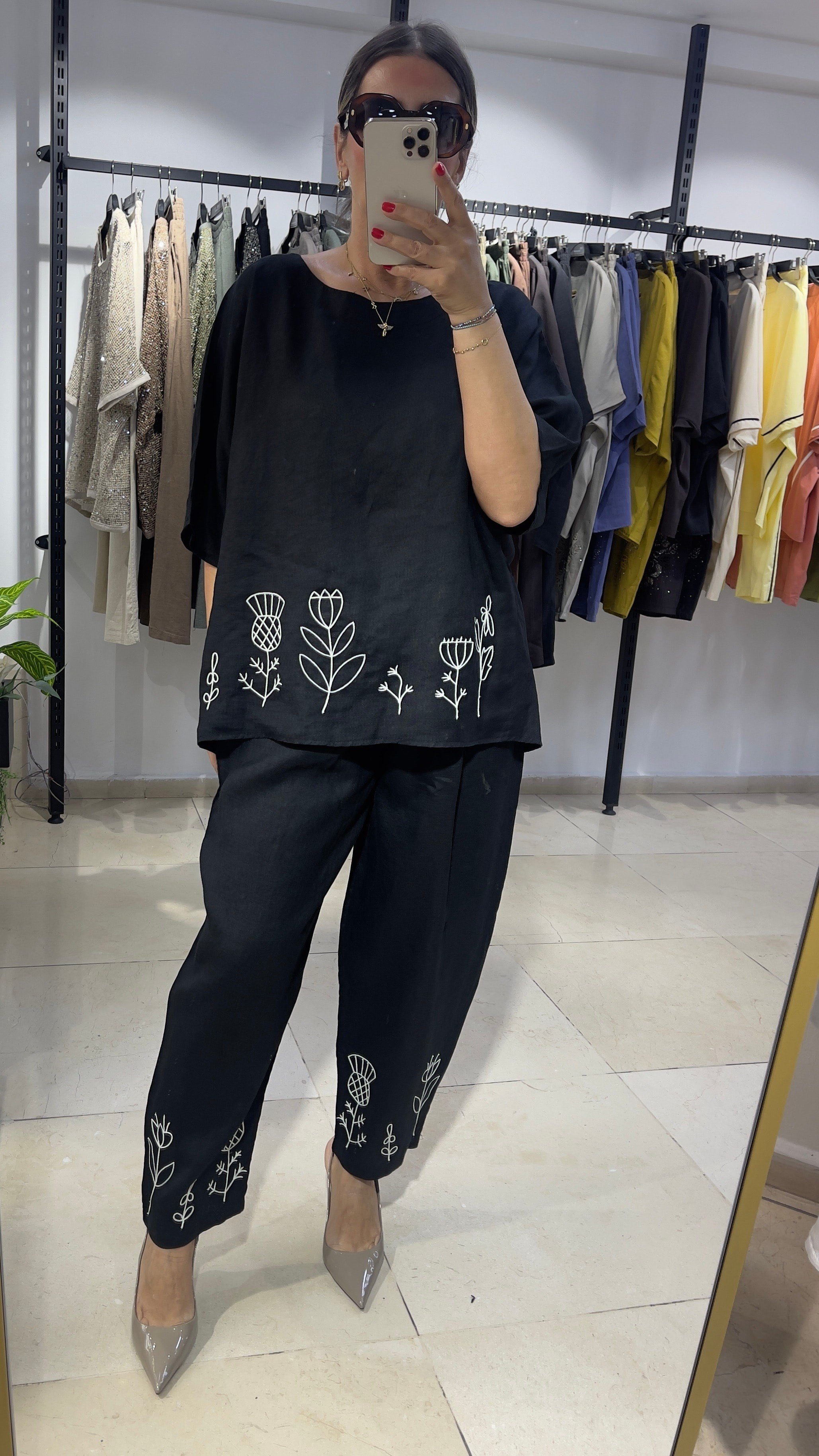 Botanica Keten Nakışlı Takım