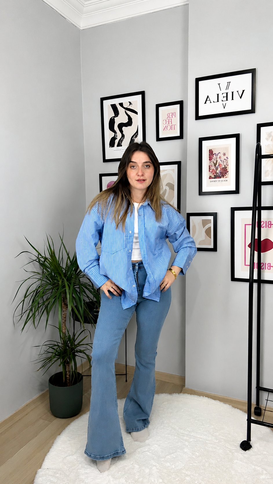 Mavi İspanyol Paça Denim