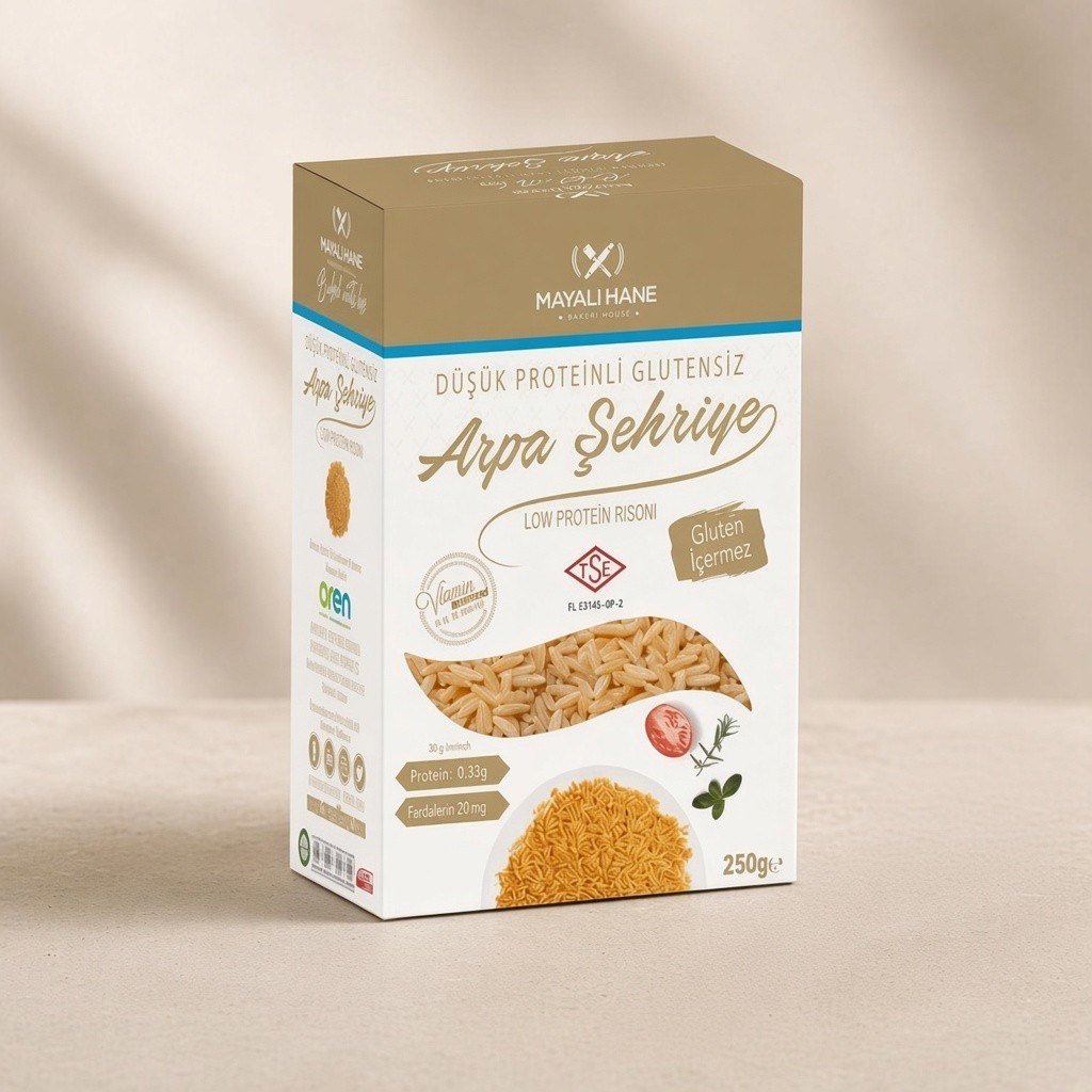 Mayalı Hane Düşük Proteinli Glutensiz Arpa Şehriye 250 gr