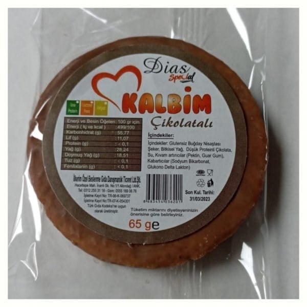 Dias Special Kalbim Çikolata Aromalı Sandviç Kek 60 G