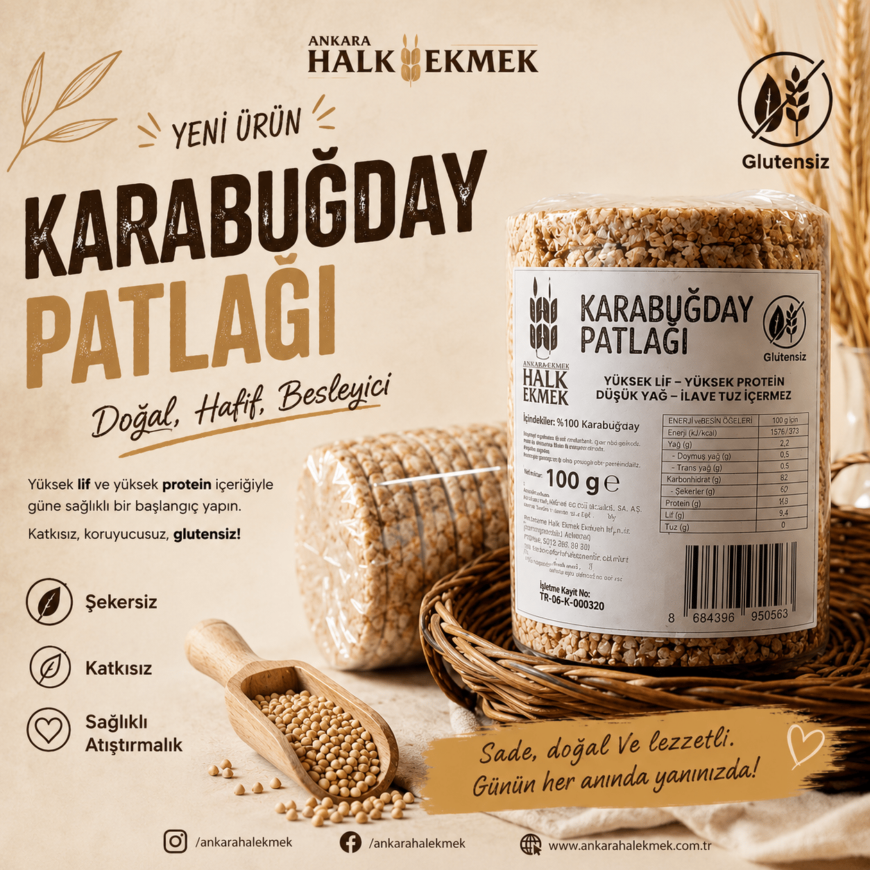 GLUTENSİZ KARABUĞDAY PATLAĞI 100 G