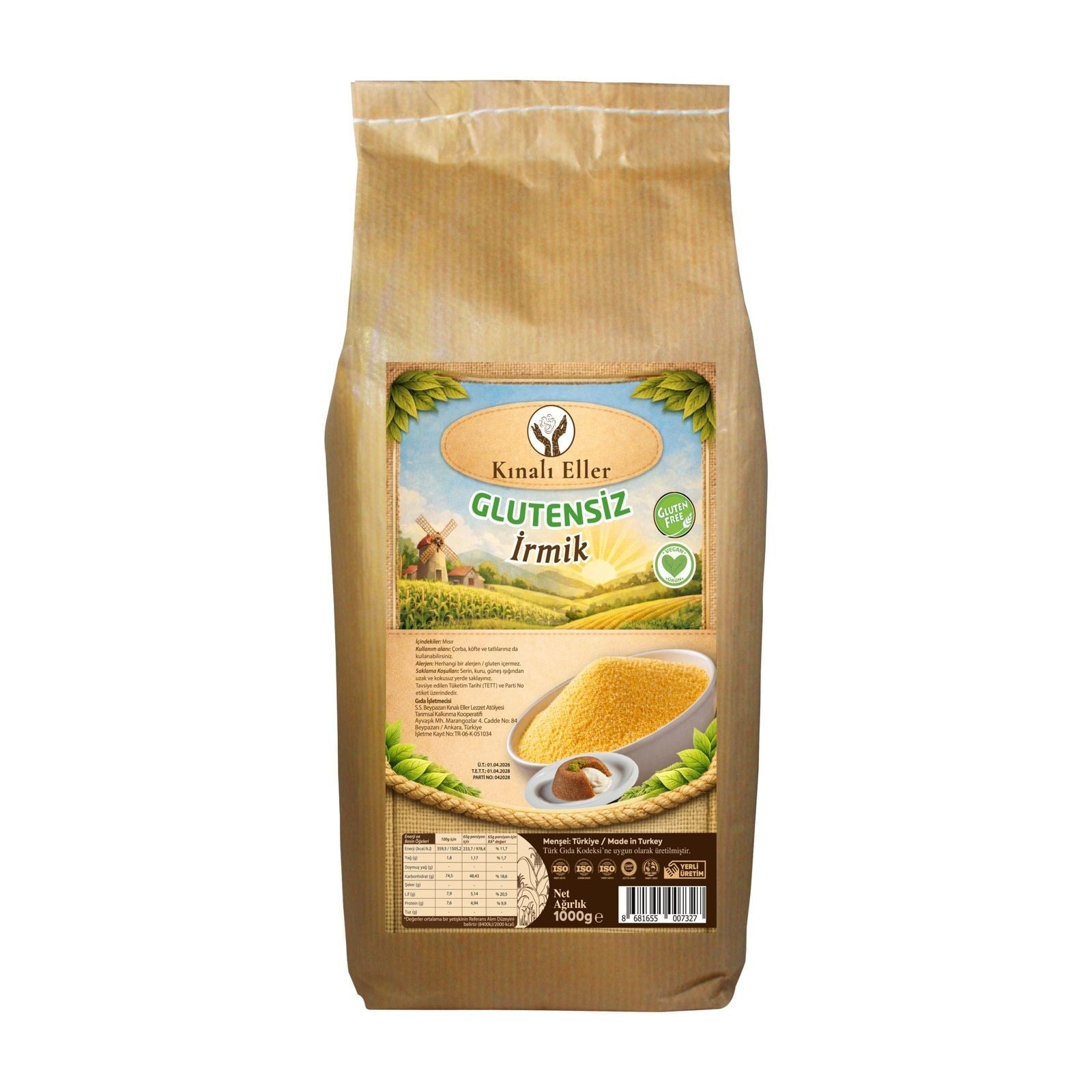 KINALIELLER KOOP. GLUTENSİZ İRMİK 1000 G