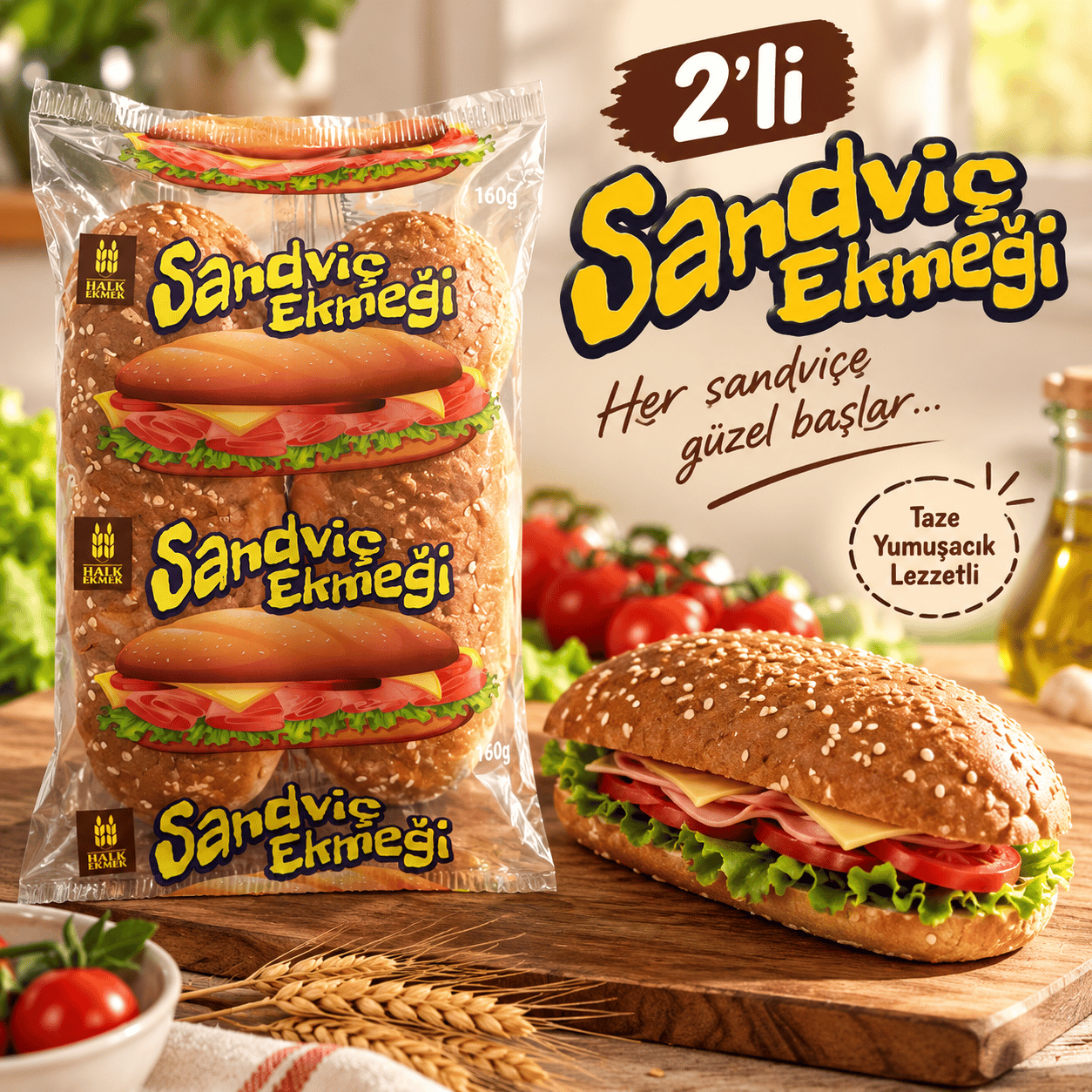 SANDVİÇ EKMEĞİ 2'Lİ 160 G