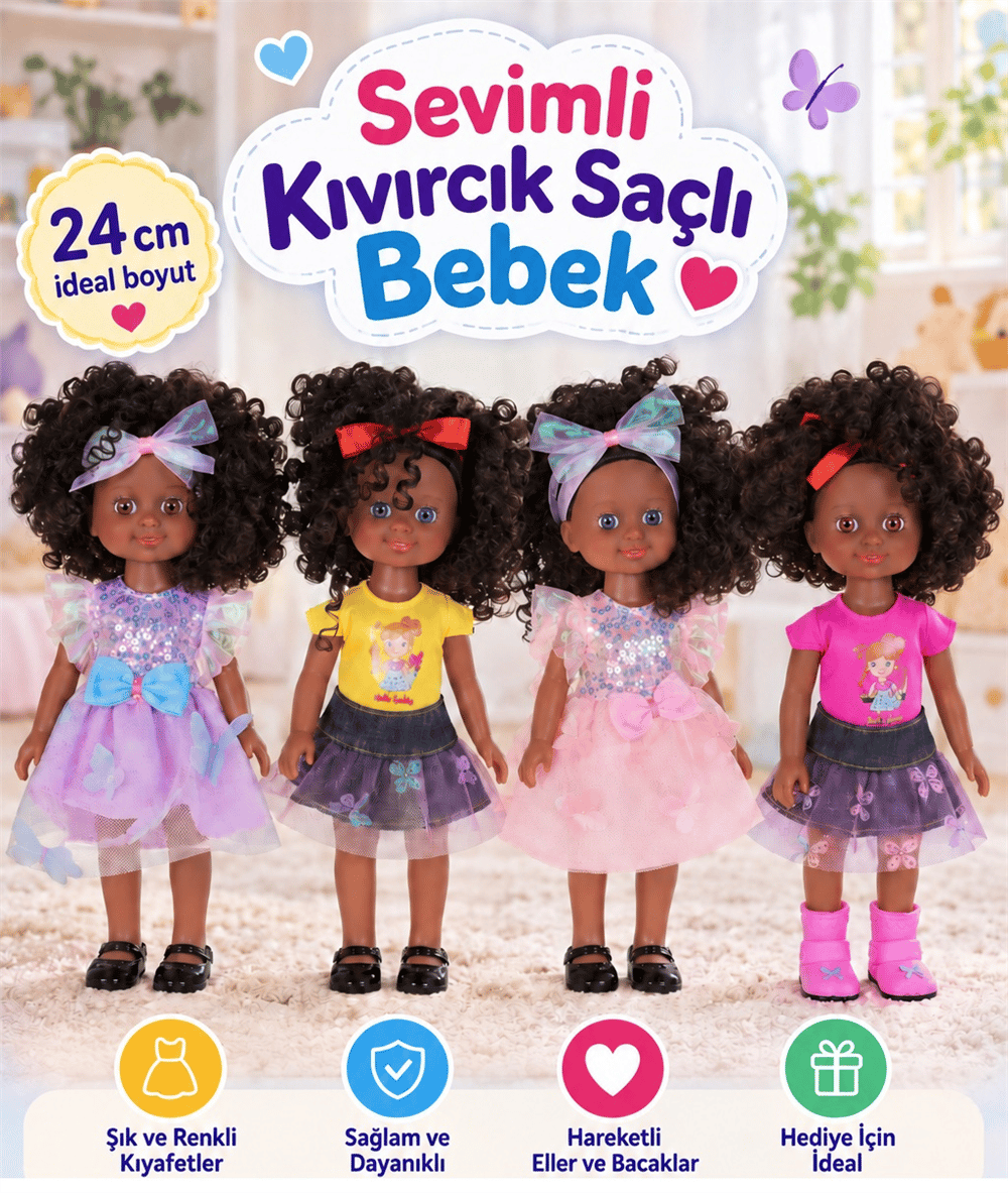 SEH-SH59826SEH-SH59826 24 CM KIVIRCIK SACLI KOYU TENLI BEBEK 72