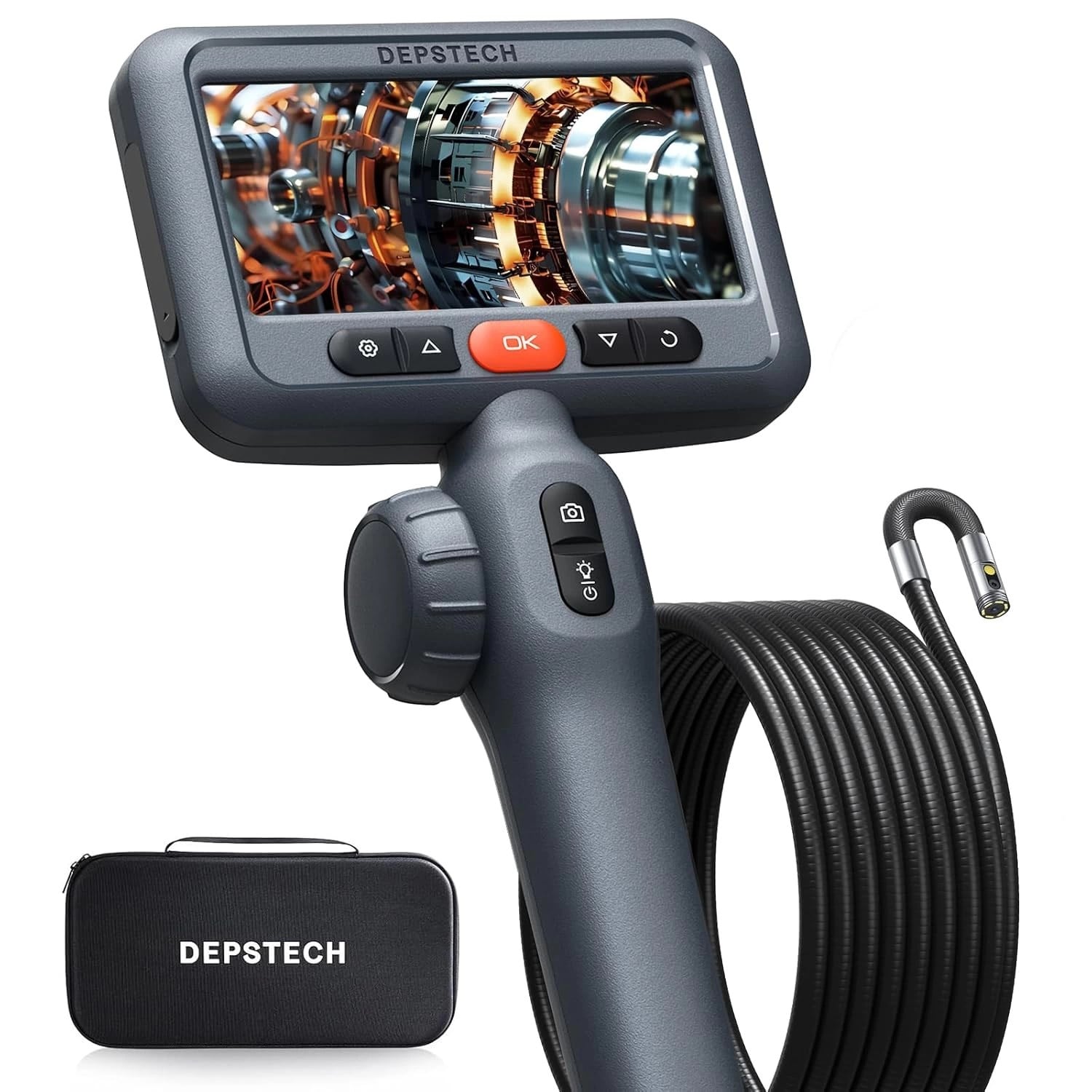 DEPSTECH Çift Lensli, Eklemli Endüstriyel Endoskop, 5 Inc Ekran - 3m Kablo
