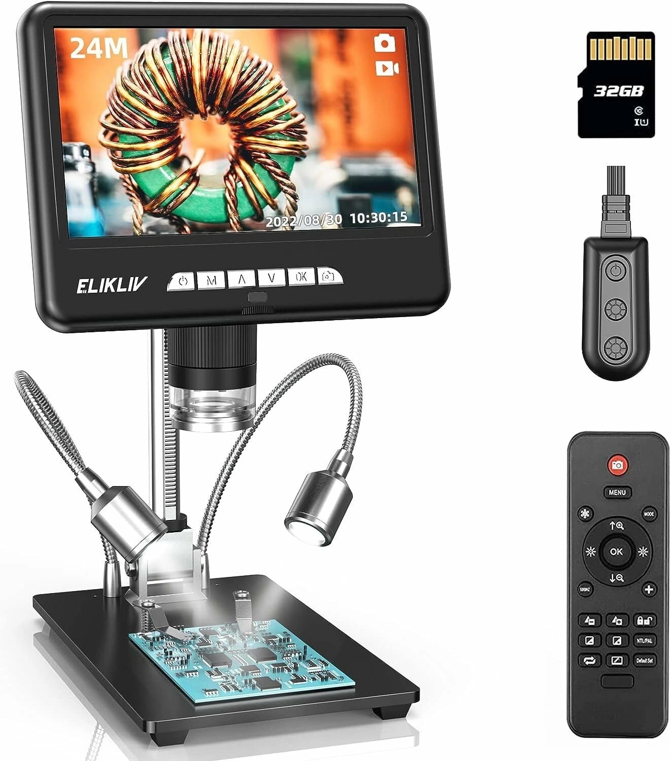 Elikliv EDM401 Max 2K, 7 Inc LCD Dijital Mikroskop 1200x, 24MP