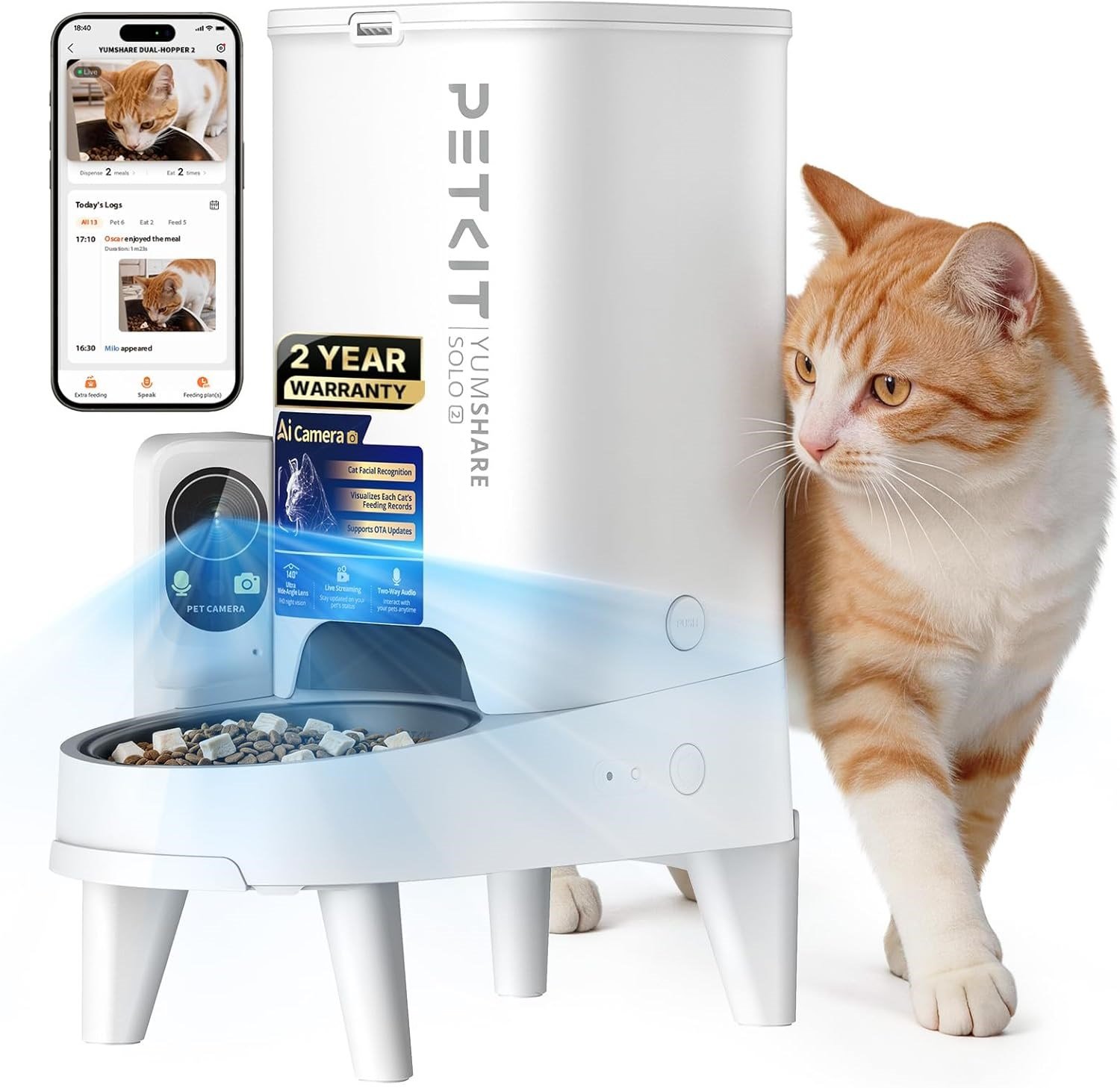 PETKIT Kameralı Akıllı Otomatik Mama Kabı – 1080P, WiFi, Gece Görüşü, Çift Yönlü Ses