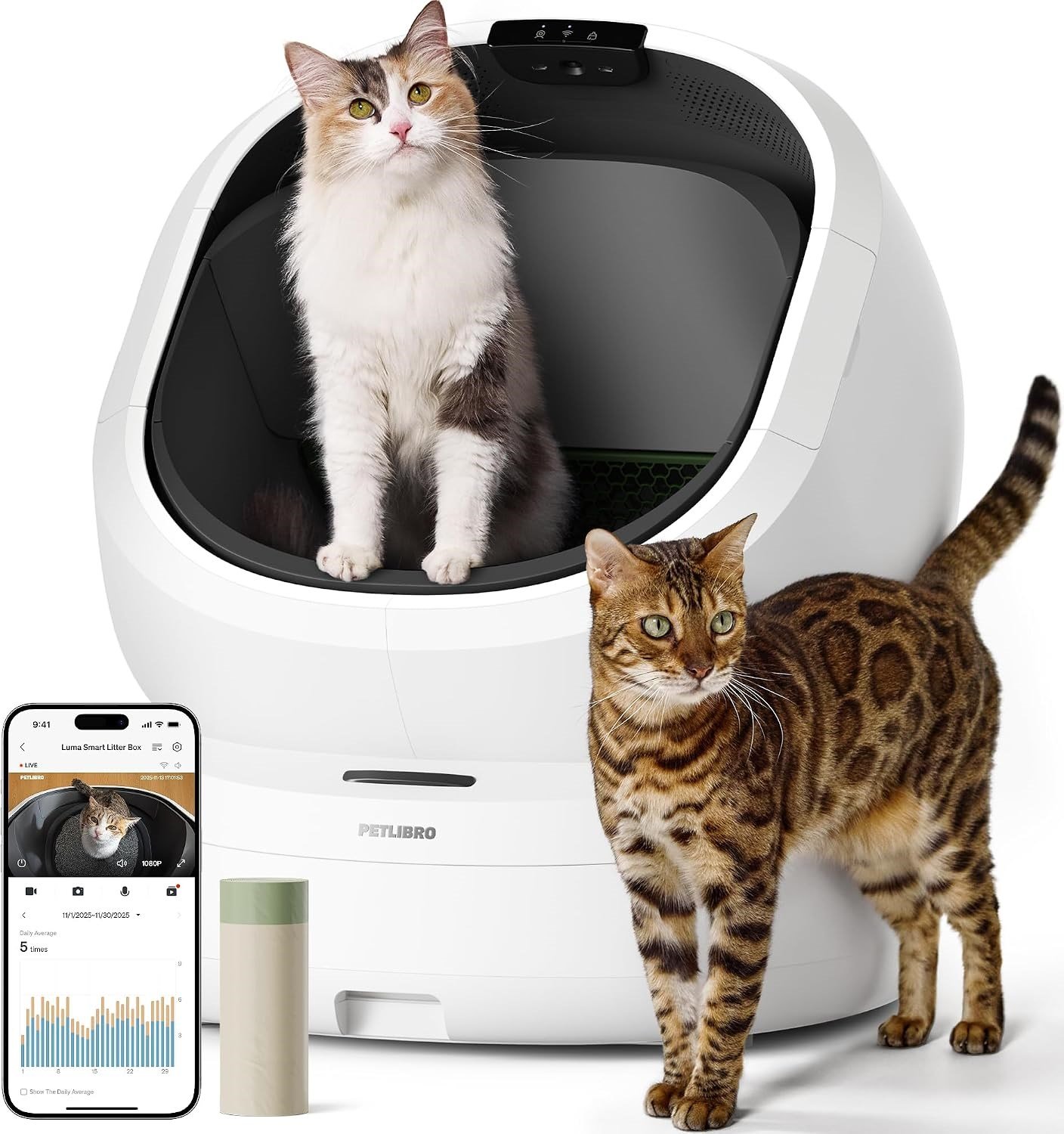 PETLIBRO Luma AI Kameralı Akıllı Kedi Tuvaleti – Koku Kontrolü, Çoklu Kedi Tanıma