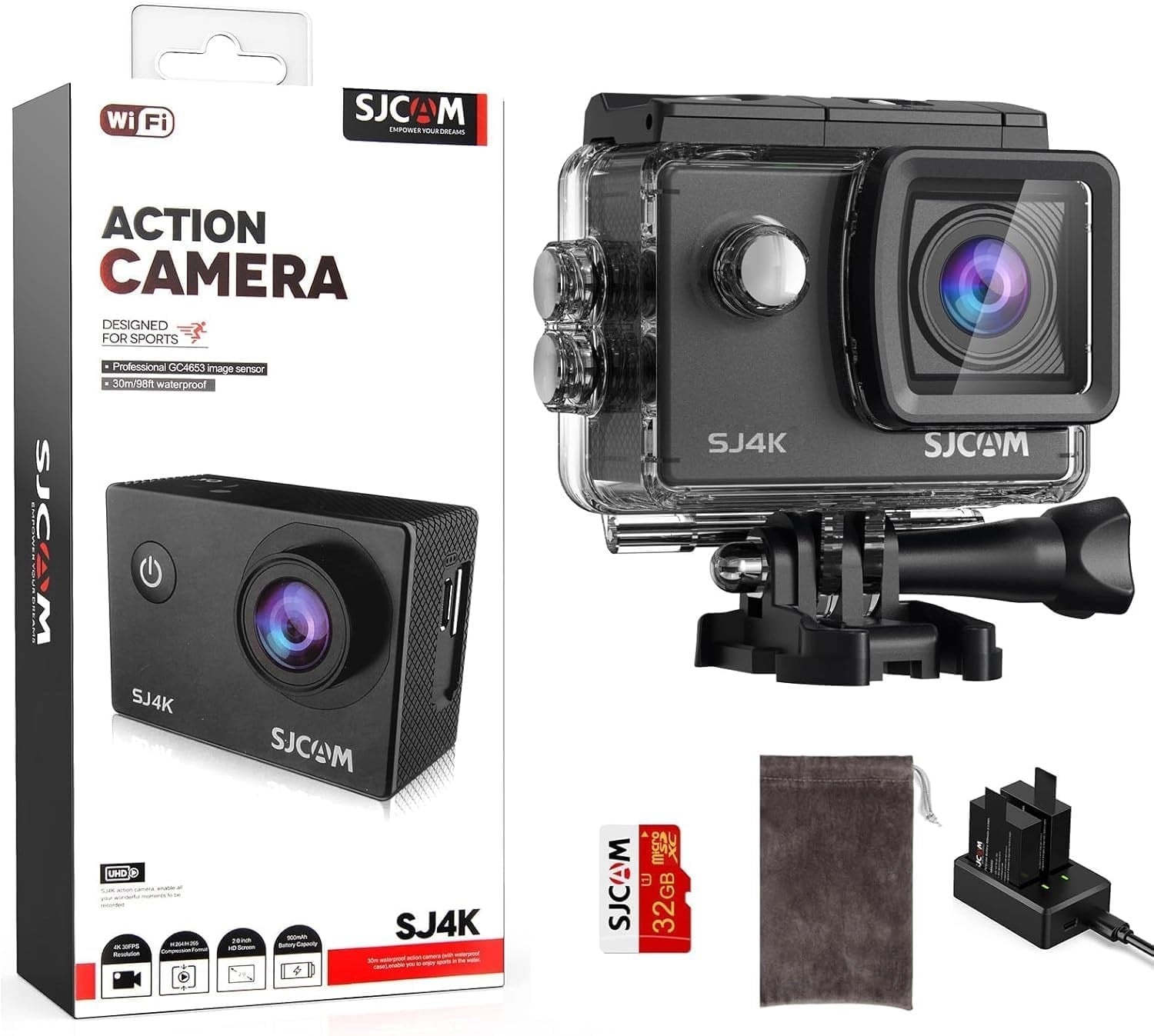 SJCAM SJ4K Profesyonel Sınıf 4K Aksiyon Kamerası, 40MP