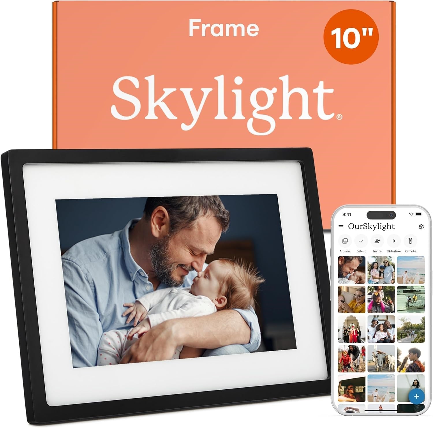 Skylight 10 Inc Dijital Resim Çerçevesi - Dokunmatik - Telefon Kontrollü, Siyah