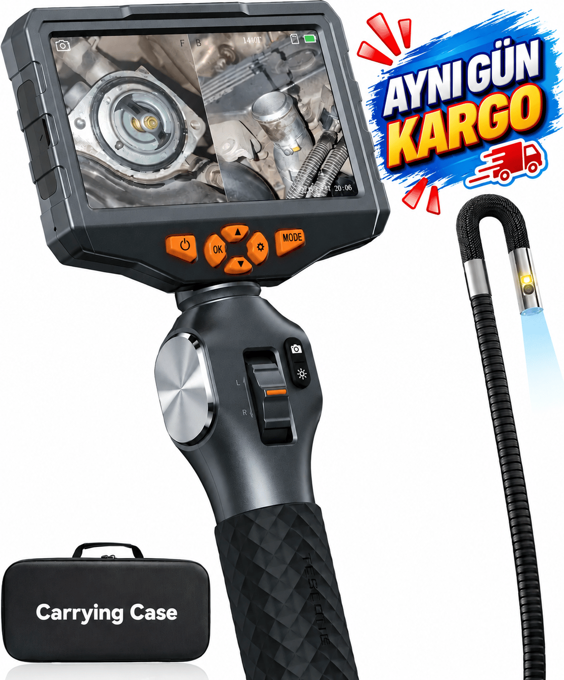 Teslong Çift Lensli 5 Inc IPS Otomotiv Muayene Kamerası - 1.5m Kablo