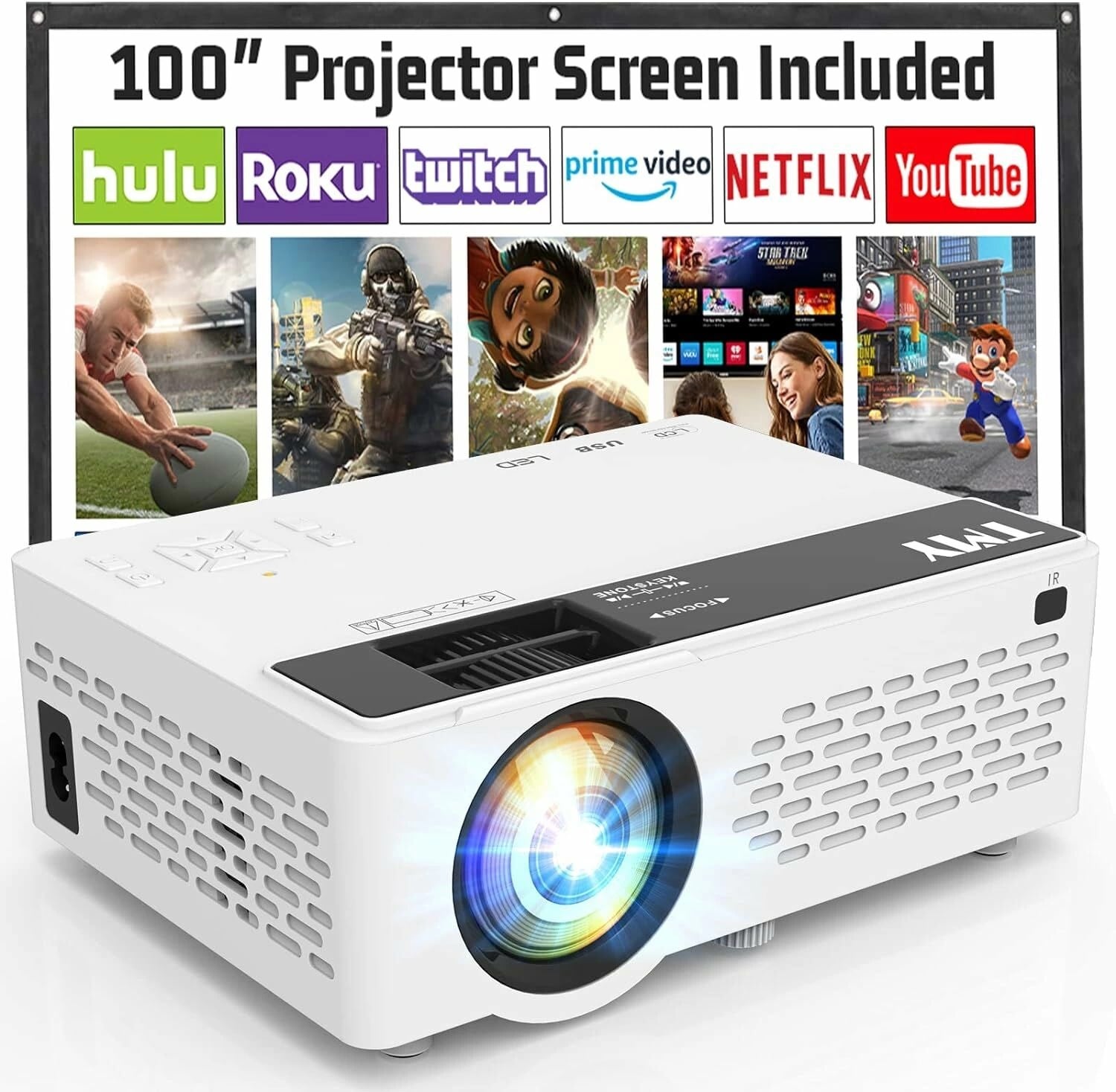 TMY Mini - Yükseltilmiş 9500 Lümen Bluetooth Projektör - 100 Inc
