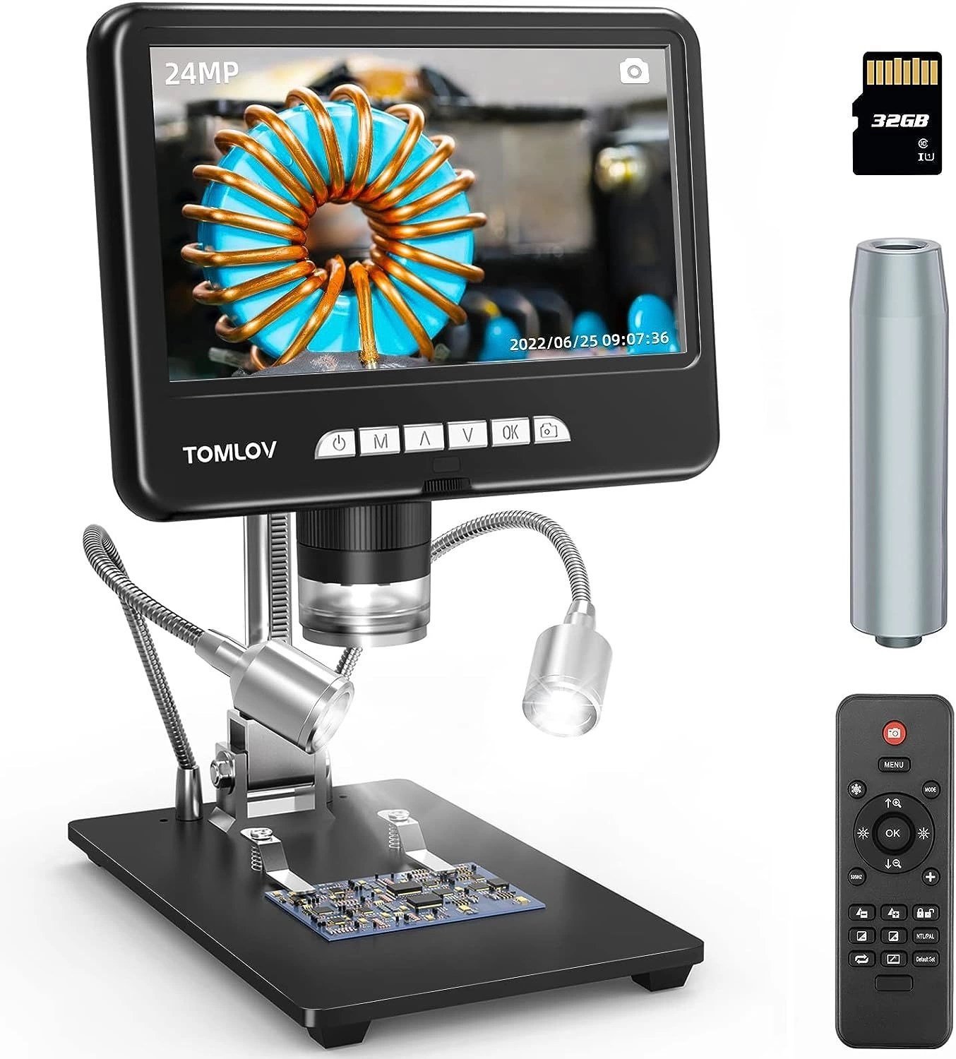 TOMLOV DM401 2K Dijital Mikroskop 1200x, 7 Inc 24MP
