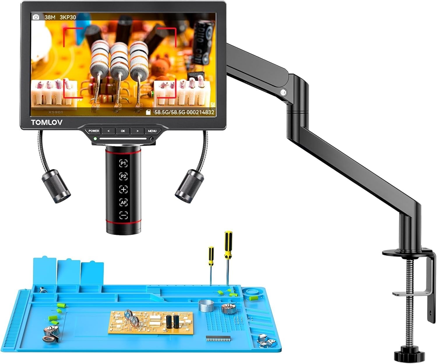 TOMLOV TM3K-AF Max Otomatik Odaklamalı Dijital Mikroskop: 10.1 Inc HDMI IPS Ekran