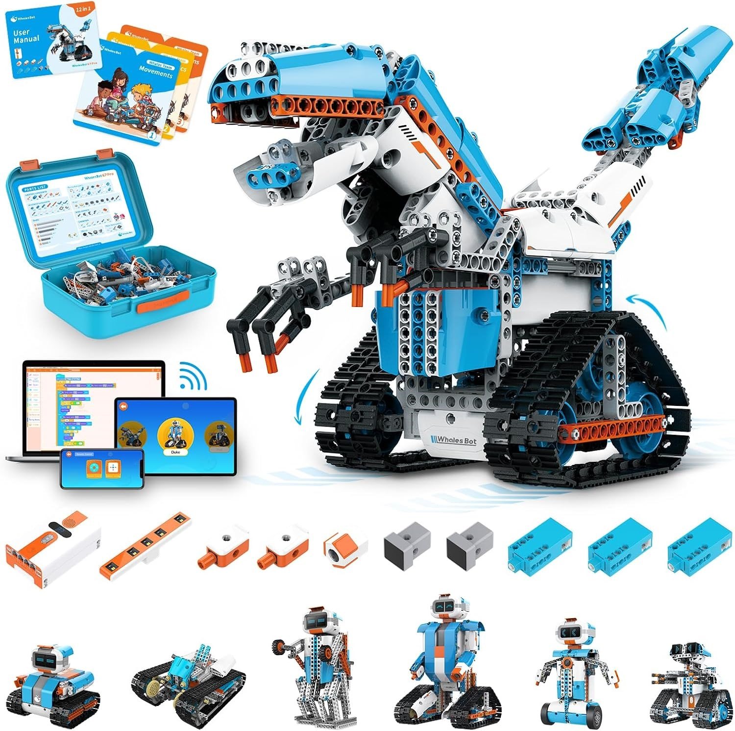 WhalesBot 8+ Yaş  E7 Pro Kodlama Robotu Kodlama Destek Kontrol Cihazı
