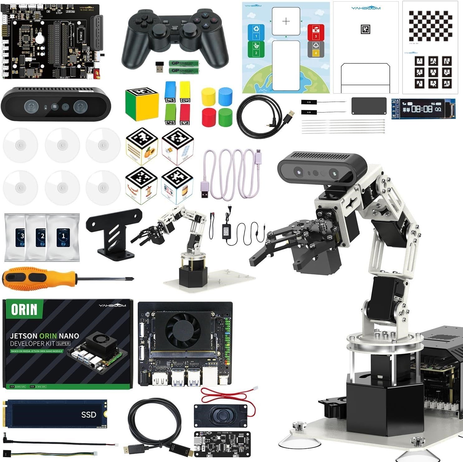Yahboom 6DOF Programlanabilir Robotik Kol Kiti, 3D Uyarlanabilir Kavrama (Sta-OrinNano Super 4GB)