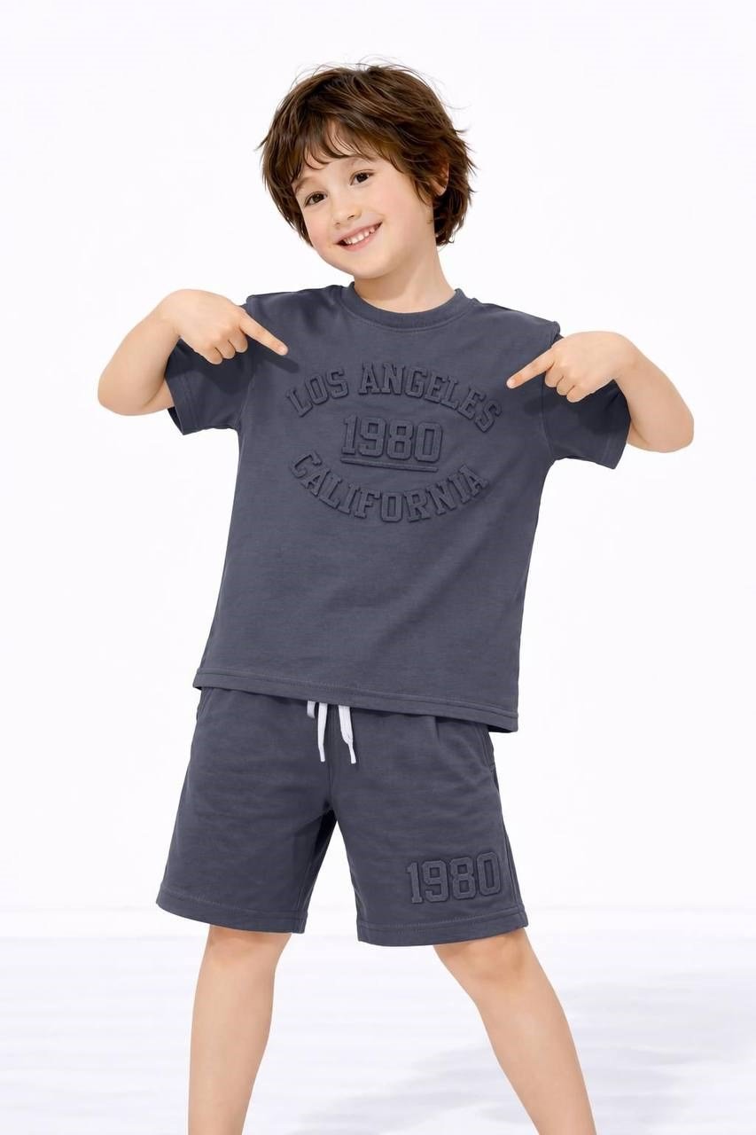 LOS ANGALES Erkek Çocuk Antrasit Tshirt-Şort Takım
