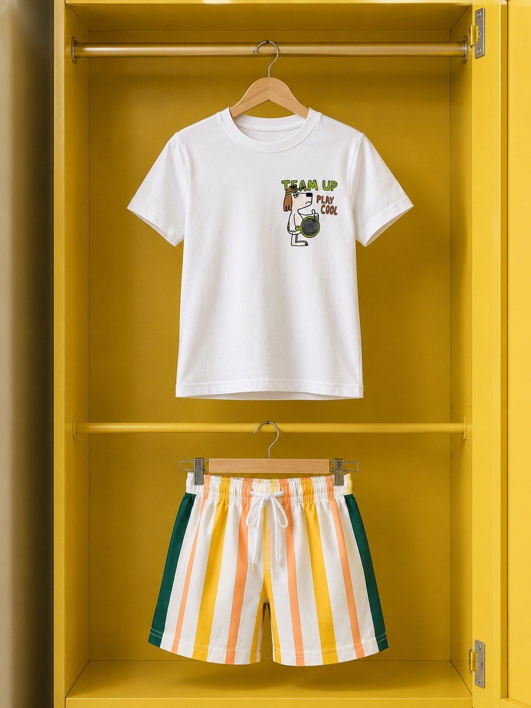 Zara Köpekli Penye Tshirt-Pamuklu Kumaş Şort Takım