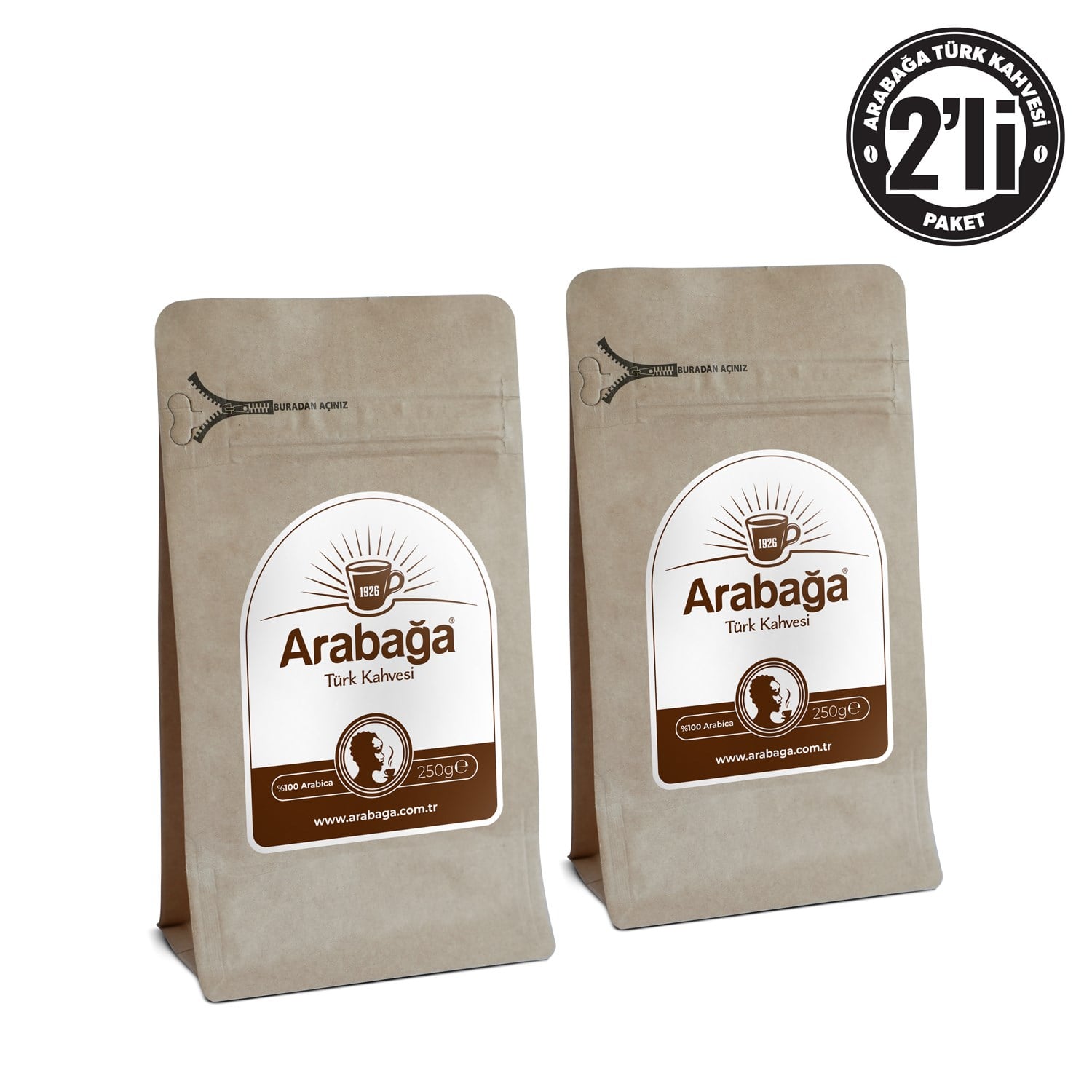 Arabağa Klasik Türk Kahvesi 250g Öğütülmüş 2'li