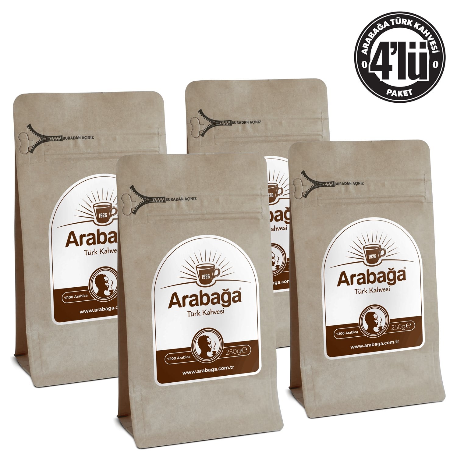 Arabağa Klasik Türk Kahvesi 250g Öğütülmüş 4'lü
