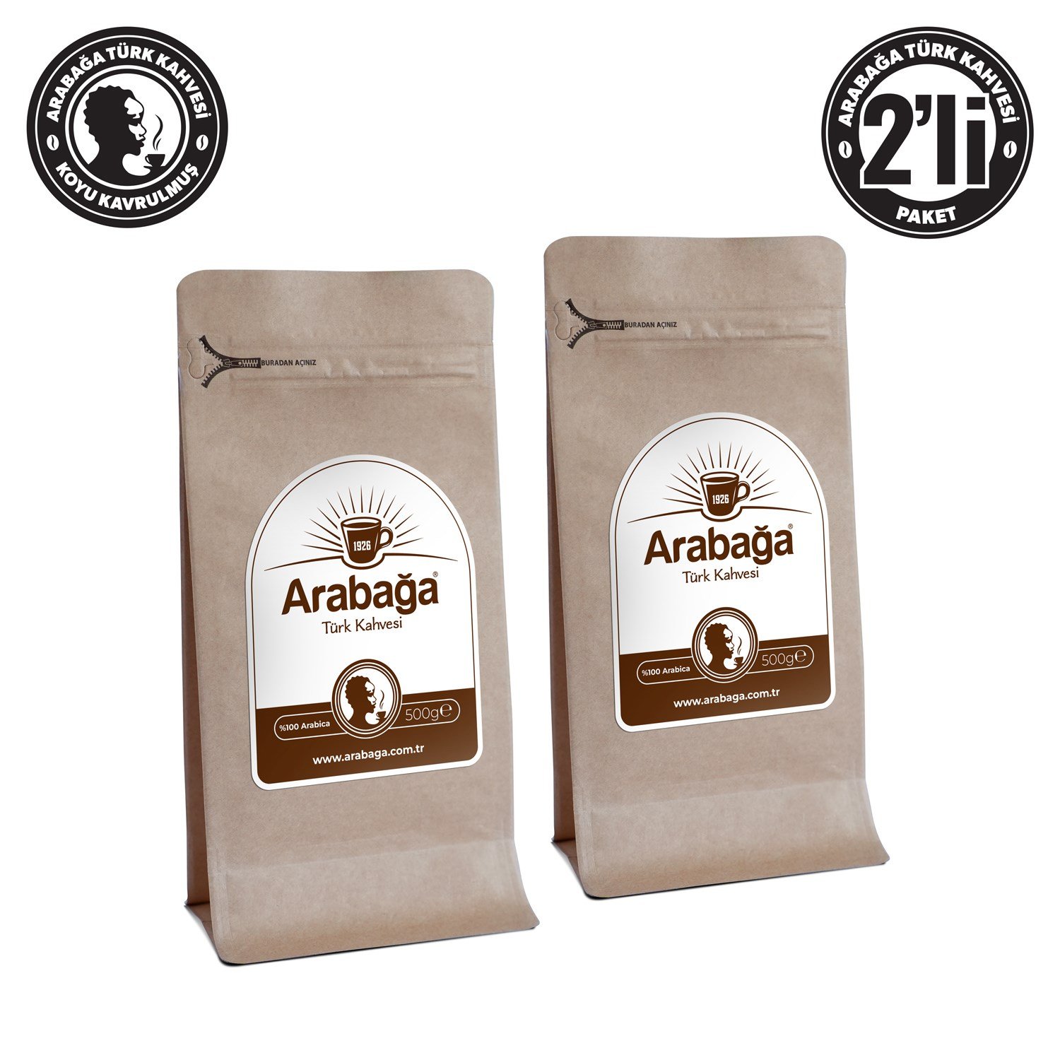 Arabağa Koyu Kavrulmuş Türk Kahvesi 500g Öğütülmüş 2'li