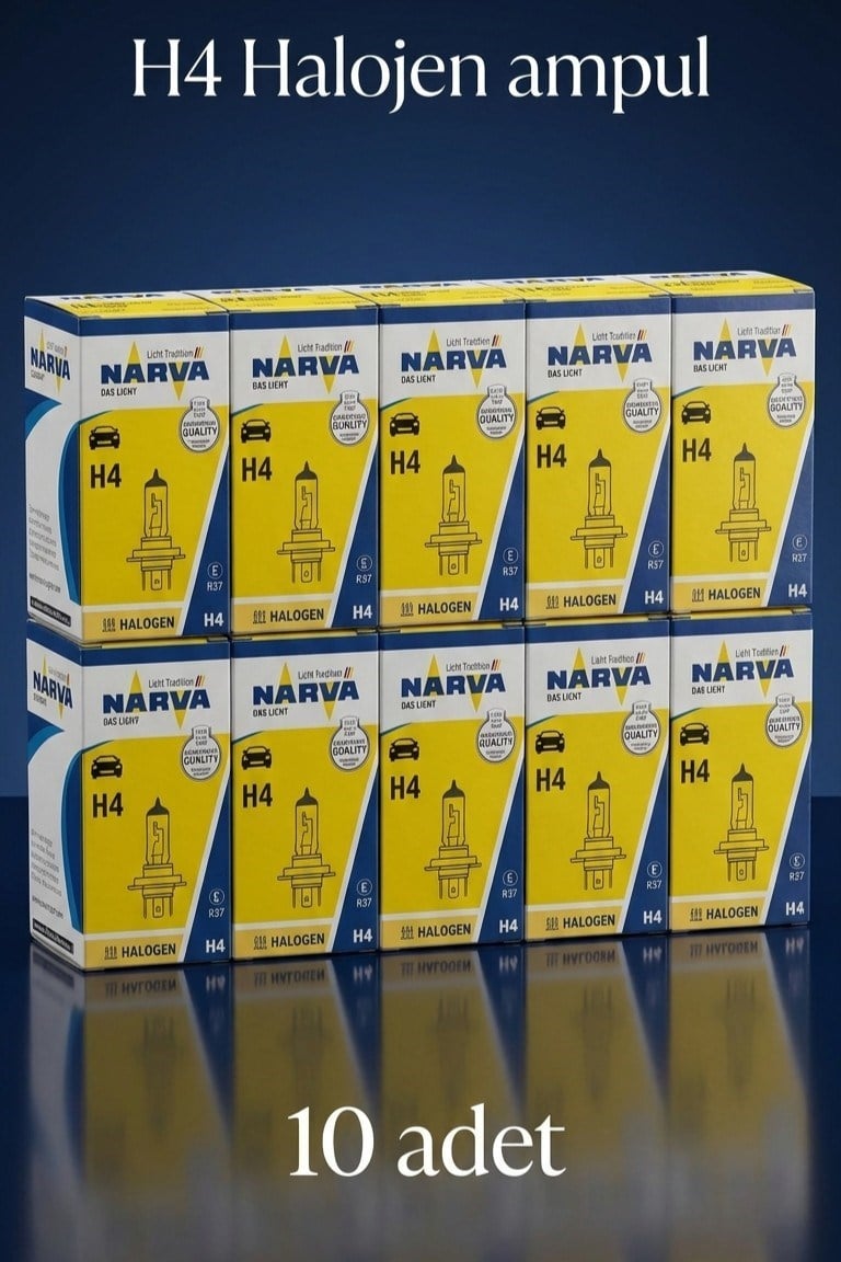 10 ADET NARVA 12V H4 43T 60W 55W FAR AMPULU