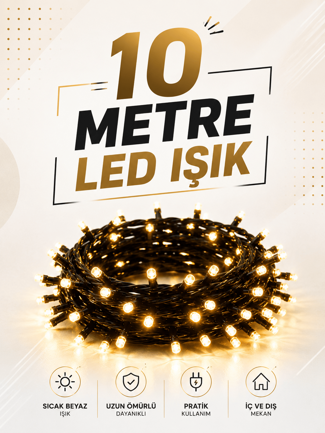 10 Metre LED Işıklı Dekoratif Parti ve Kutlama Aydınlatması