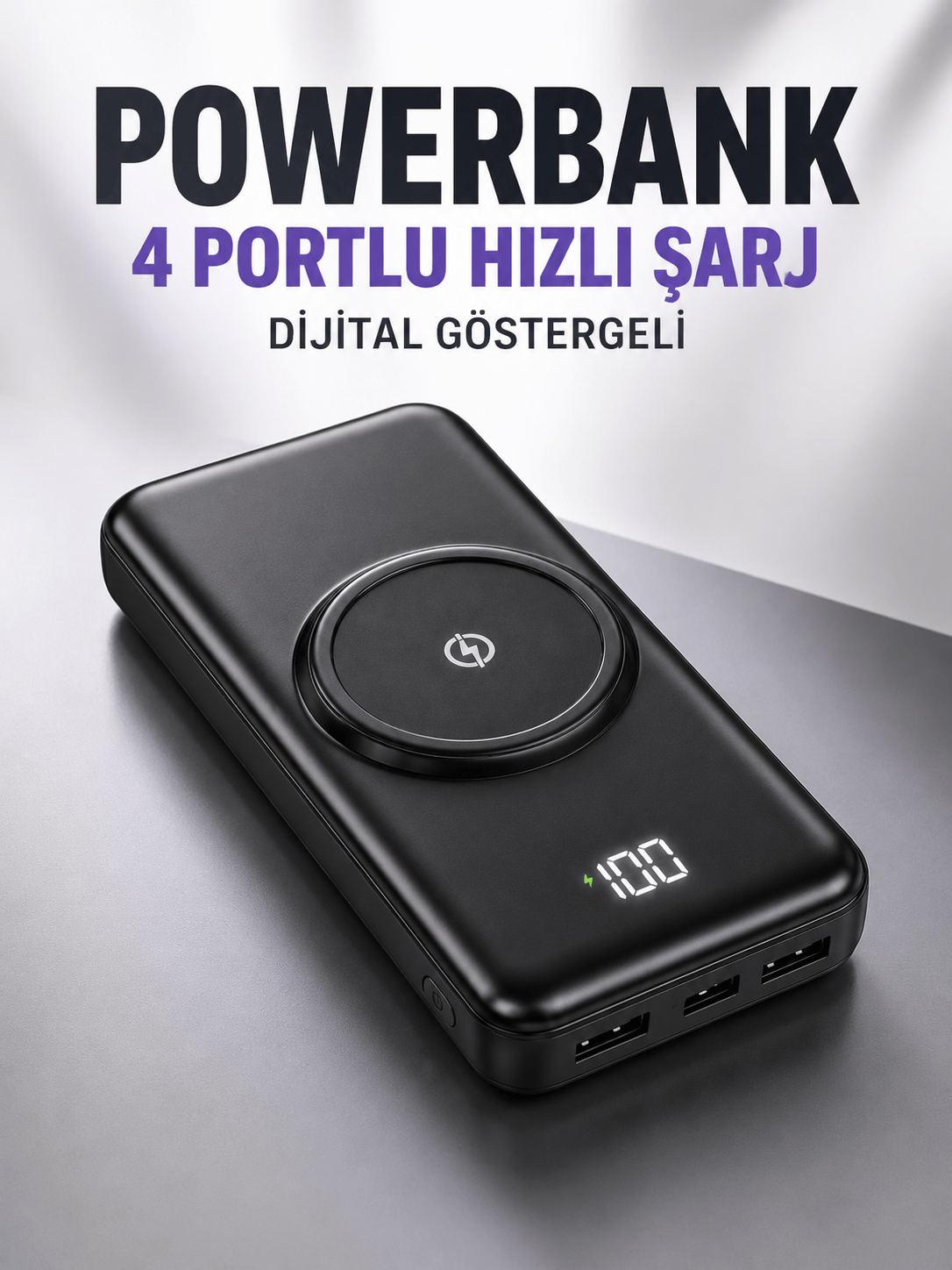 10.000 Mah Powerbank 4 Portlu Hızlı Şarj Dijital Göstergeli
