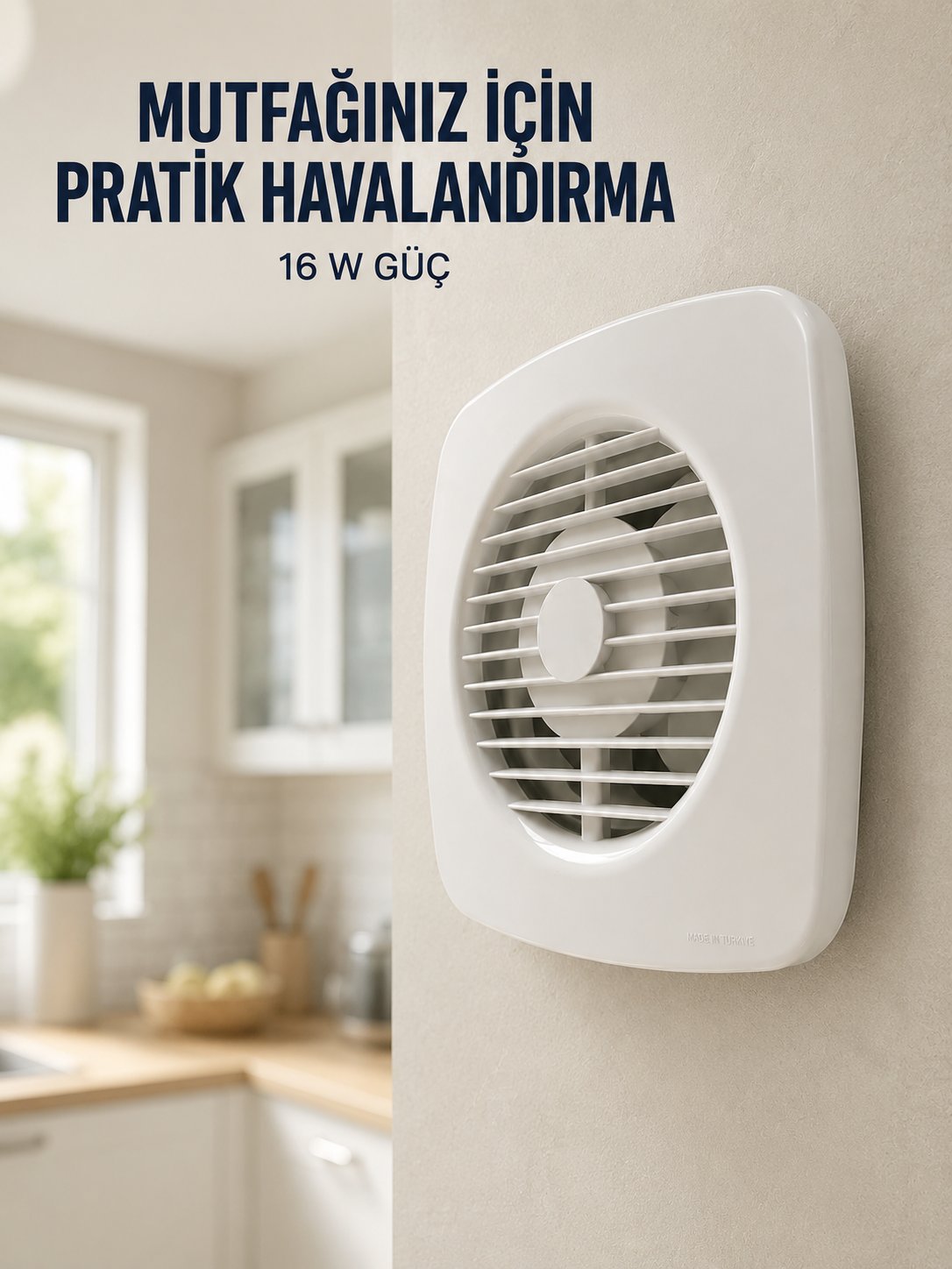 120 mm Havalandırma Fanı 180 m³/h Dekoratif Duvar ve Tavan Tipi Aspiratör
