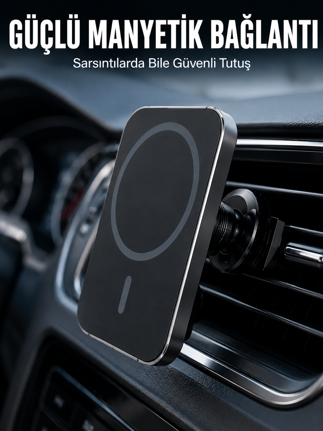 15W MagSafe Uyumlu Manyetik Araç Şarj Standı | Güçlü Mıknatıslı Telefon Tutucu