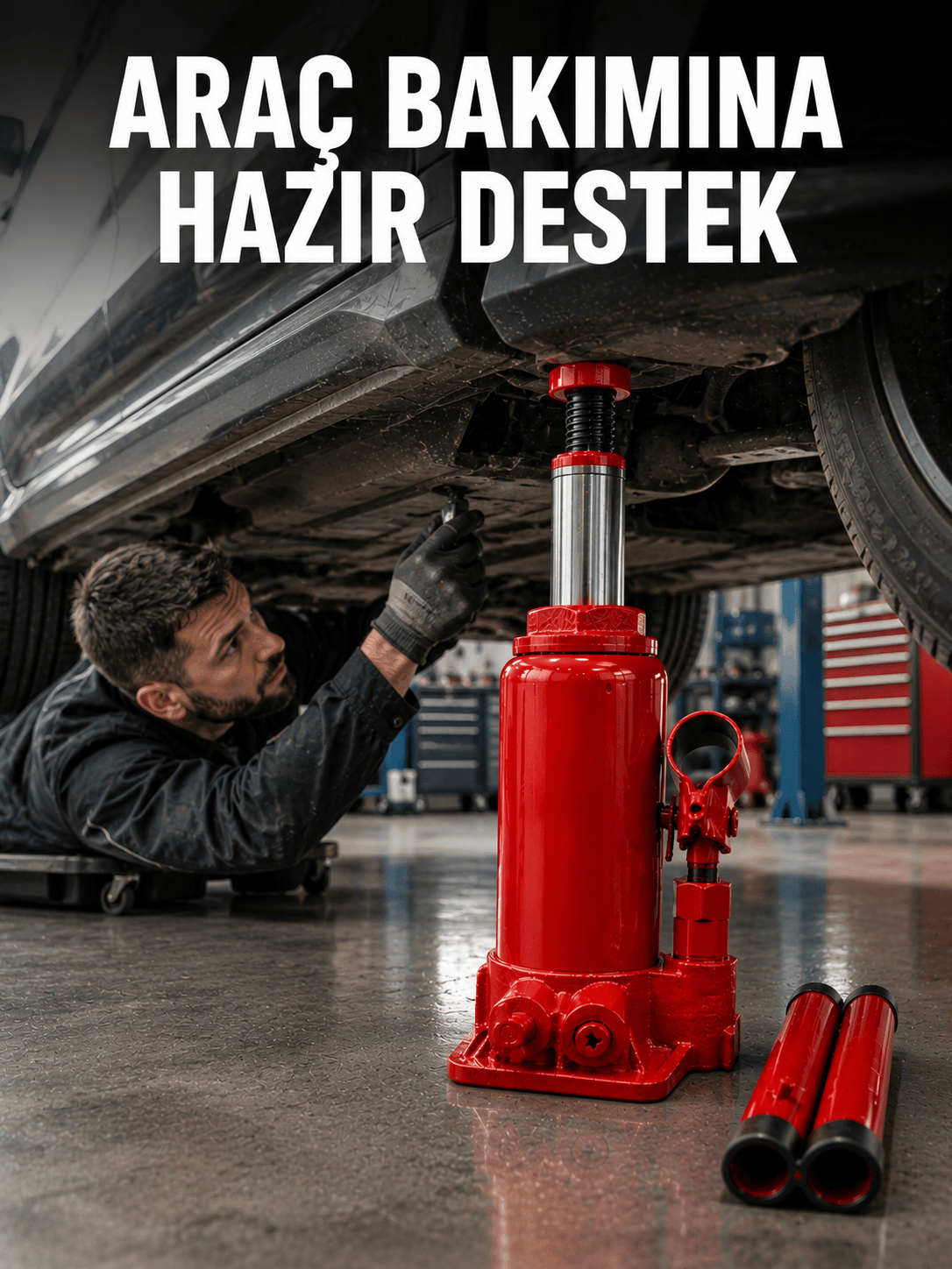 2 Ton Hidrolik Kaldırma Gücü ile Güvenli Araç Desteği