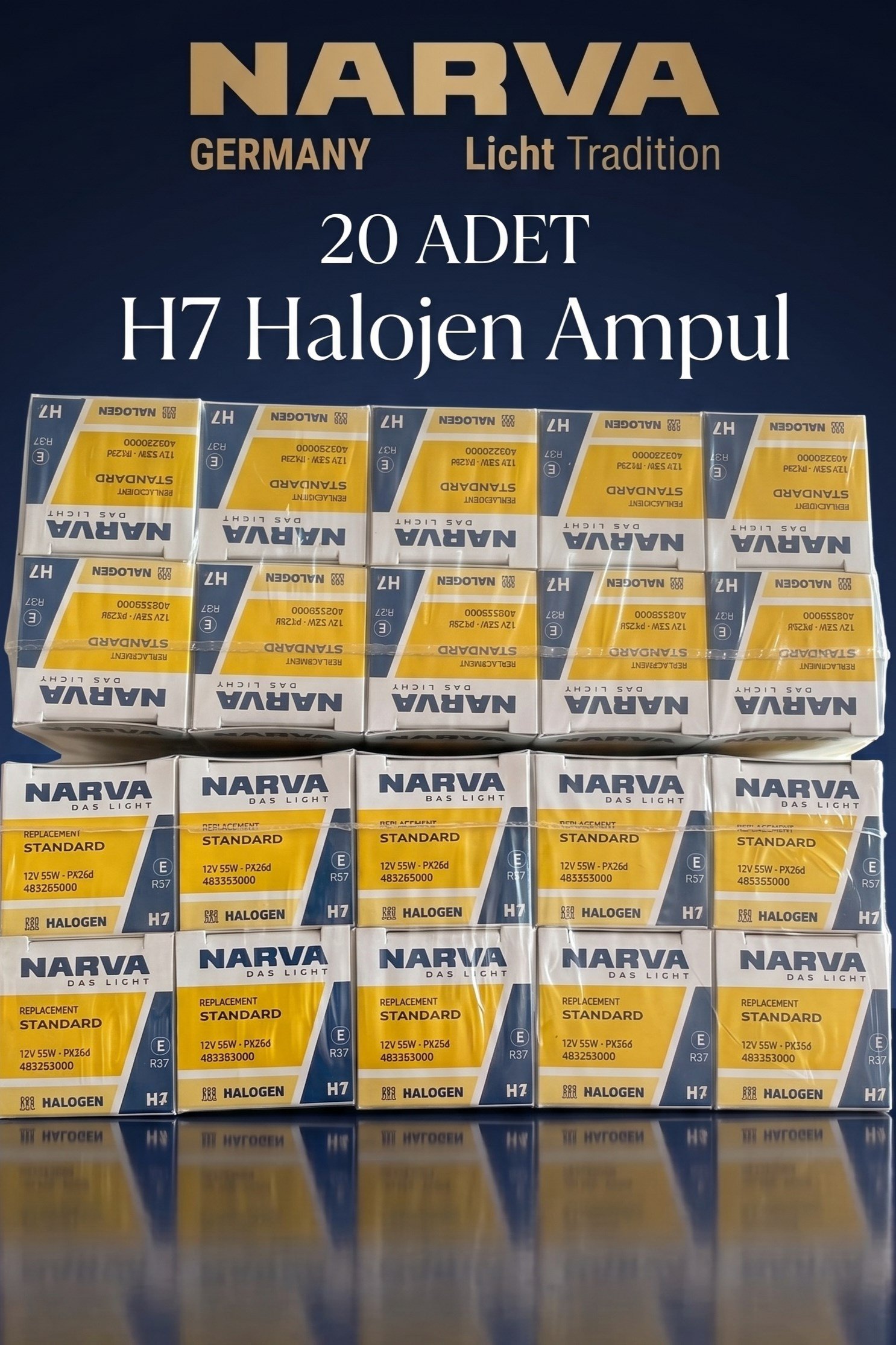 20 ADET NARVA 12V H7 55W FAR AMPULU