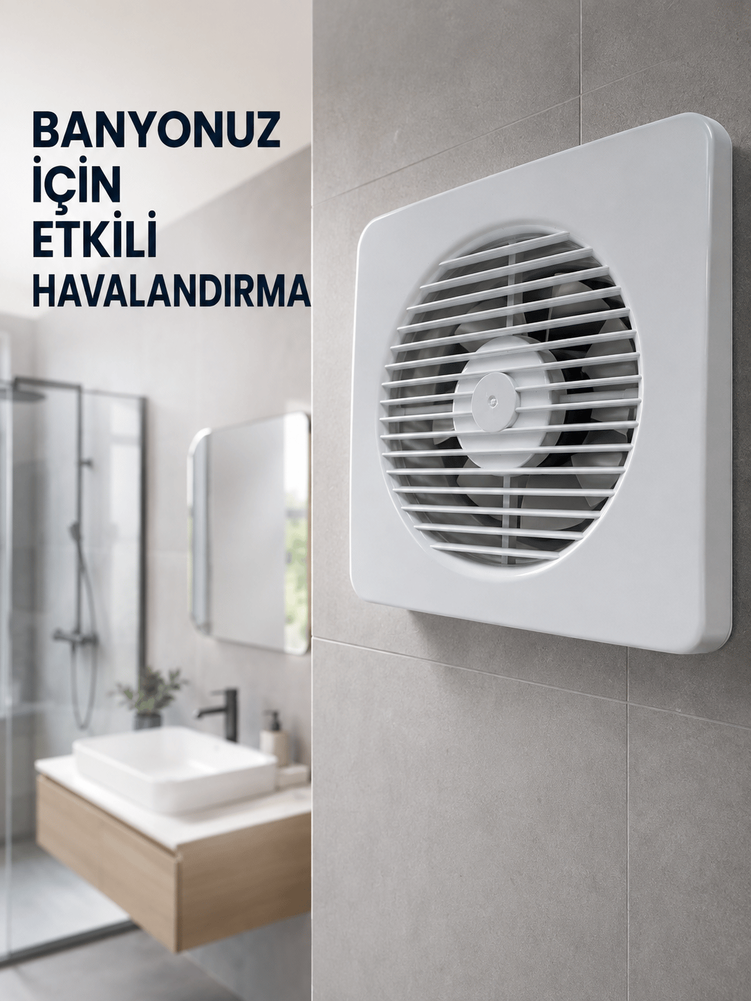 20 W Havalandırma Fanı 150 mm Bağlantı Çapı 20,8 x 20,8 cm Dekoratif Aspiratör