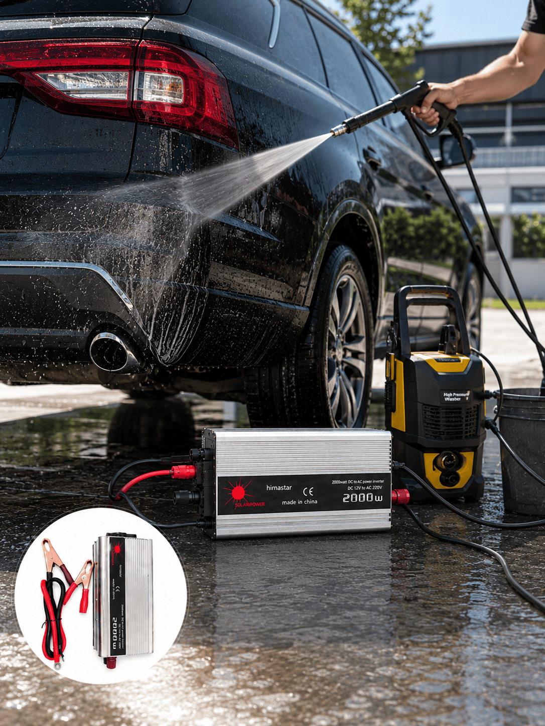 2000W Araç Elektrik İnvertörü Akü Bağlantılı Priz Çıkışlı Güç Çevirici