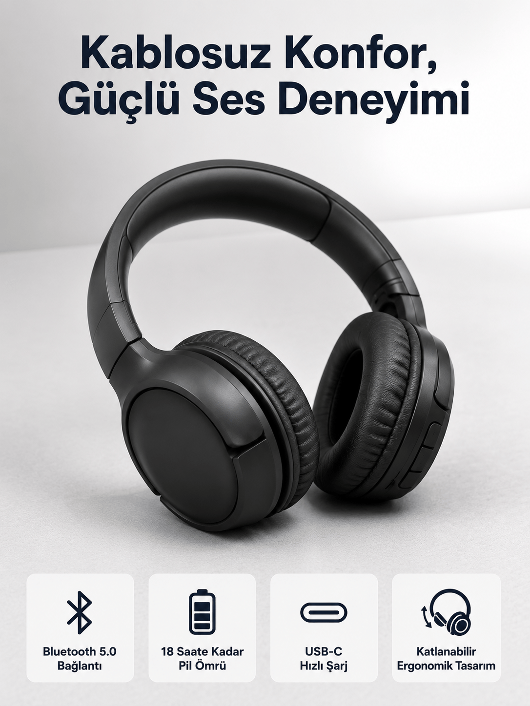 2025 Model Kulak Üstü Bluetooth Hoparlör ANC Özellikli