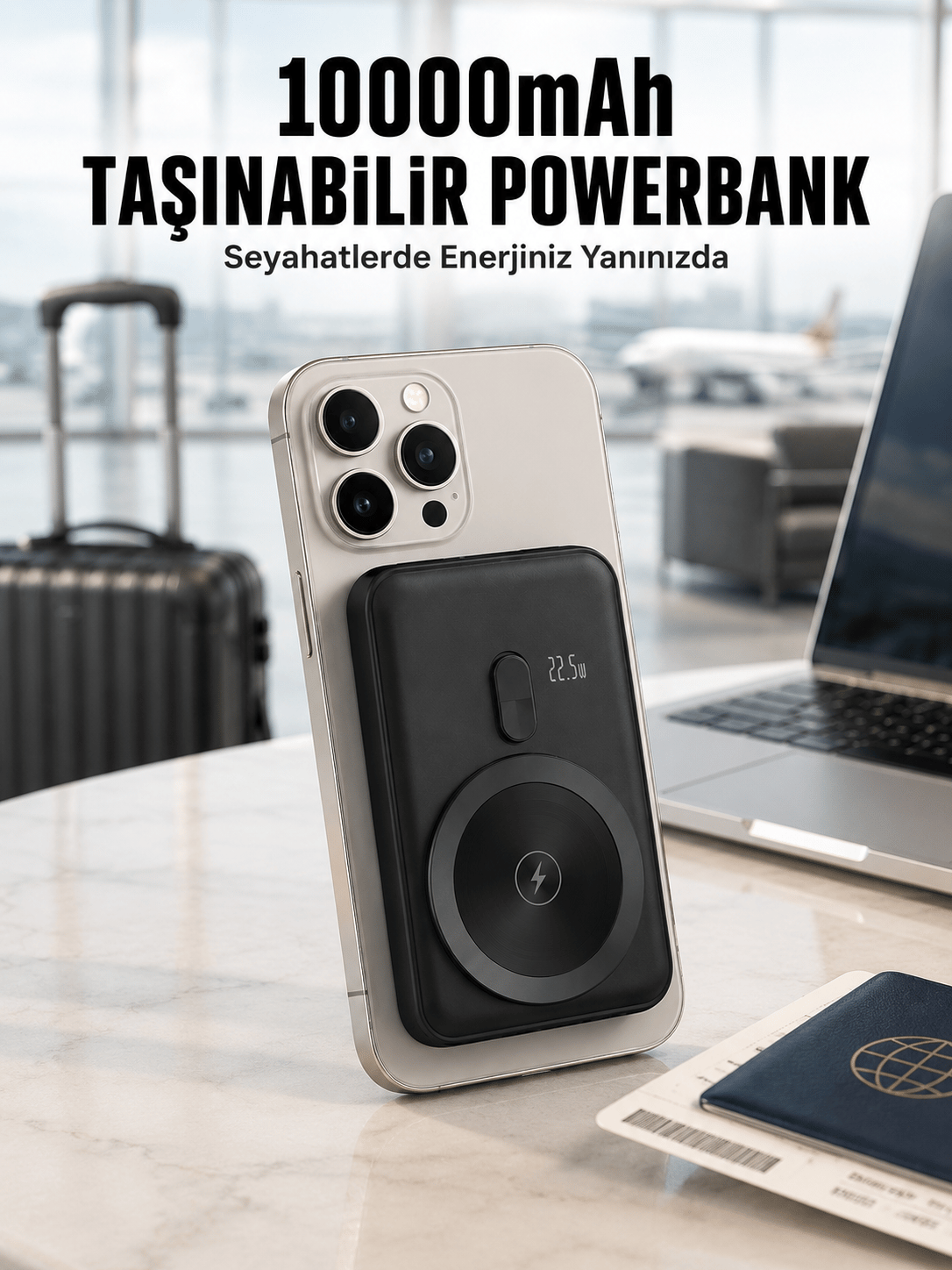 22.5W Hızlı Şarj Destekli Manyetik Powerbank Kompakt Tasarım Yeni Nesil
