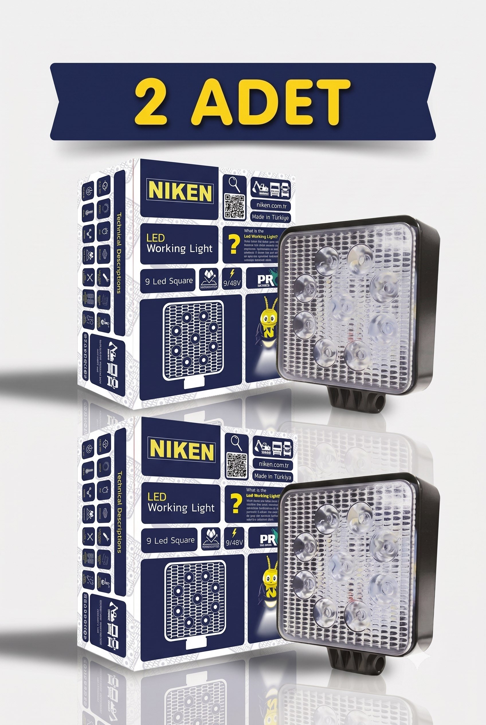 2'Lİ NIKEN CALISMA LAMBASI ECO KARE 9 LEDLI