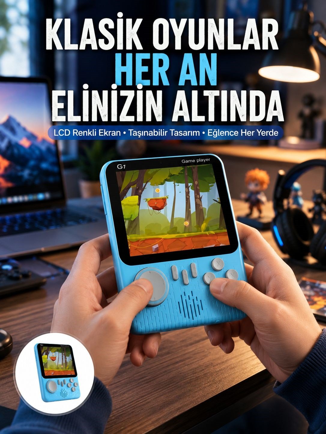 3.5 İnç Mini Atari Taşınabilir Oyun Konsolu 666 Adet Retro Oyun