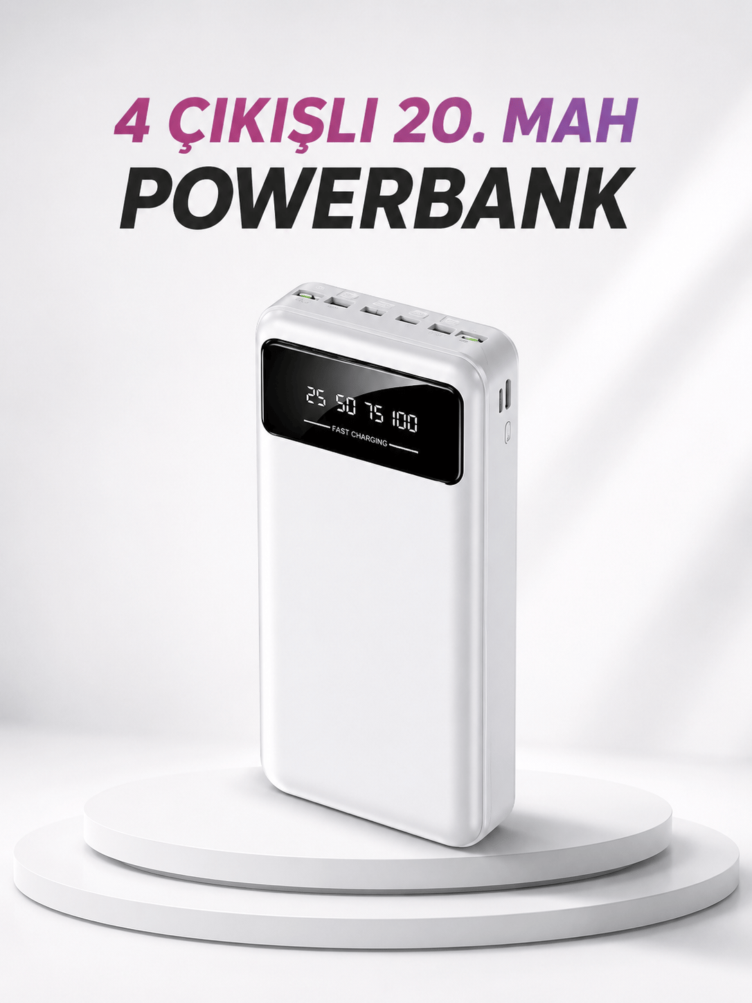4 Çıkışlı 20.000 MAH Powerbank Taşınabilir Çoklu Giriş