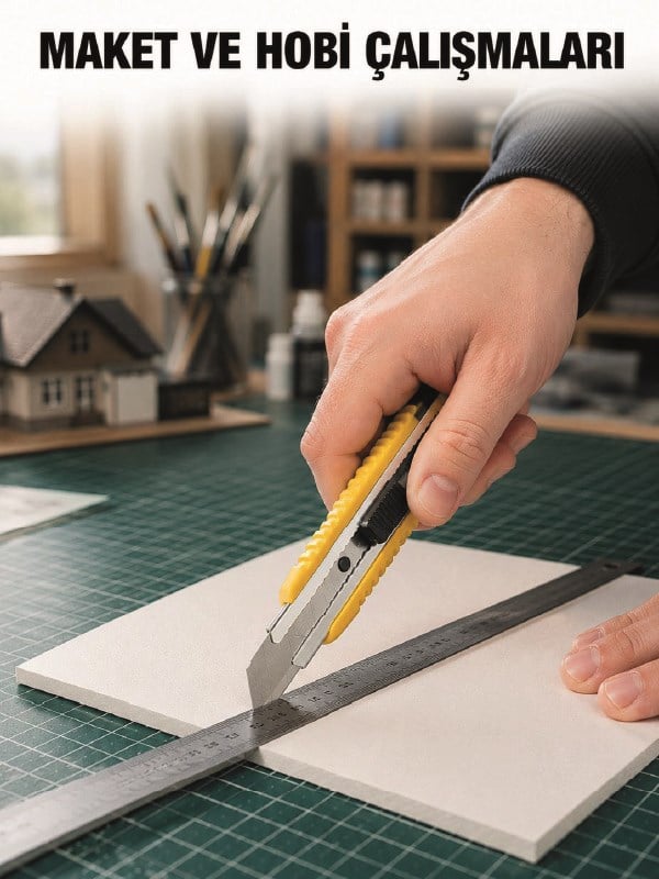 5 Adet Metal Falçata Seti Ergonomik Saplı Çelik Maket Bıçağı Koli Ambalaj PVC Kesici