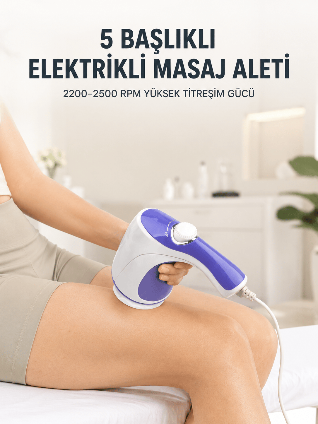5 Başlıklı Elektrikli Masaj Aleti 2200-2500 RPM Yüksek Titreşimli Vücut Bakım ve Rahatlama Cihazı