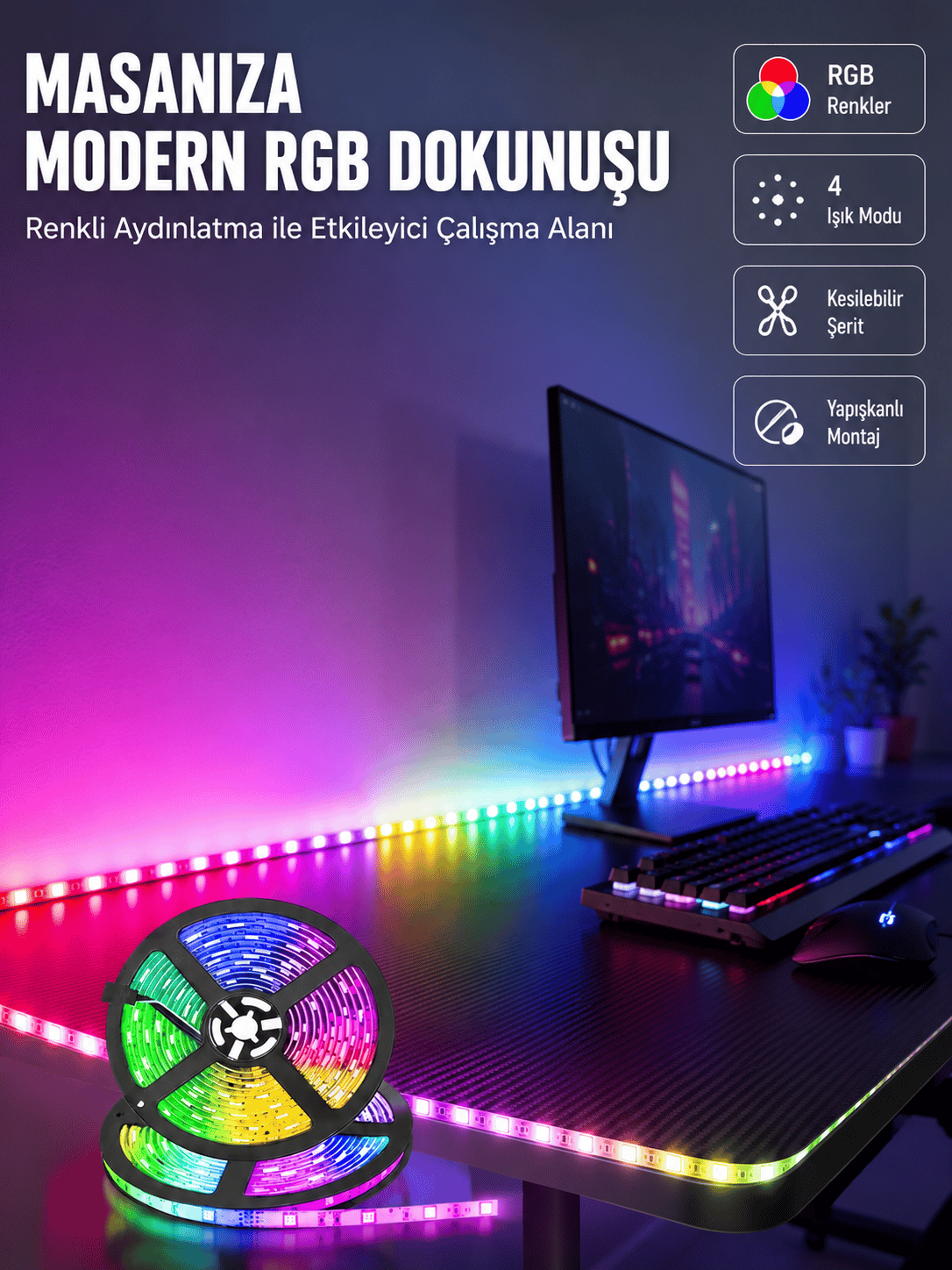 5 Metre Kumandalı Su Geçirmez Şerit LED